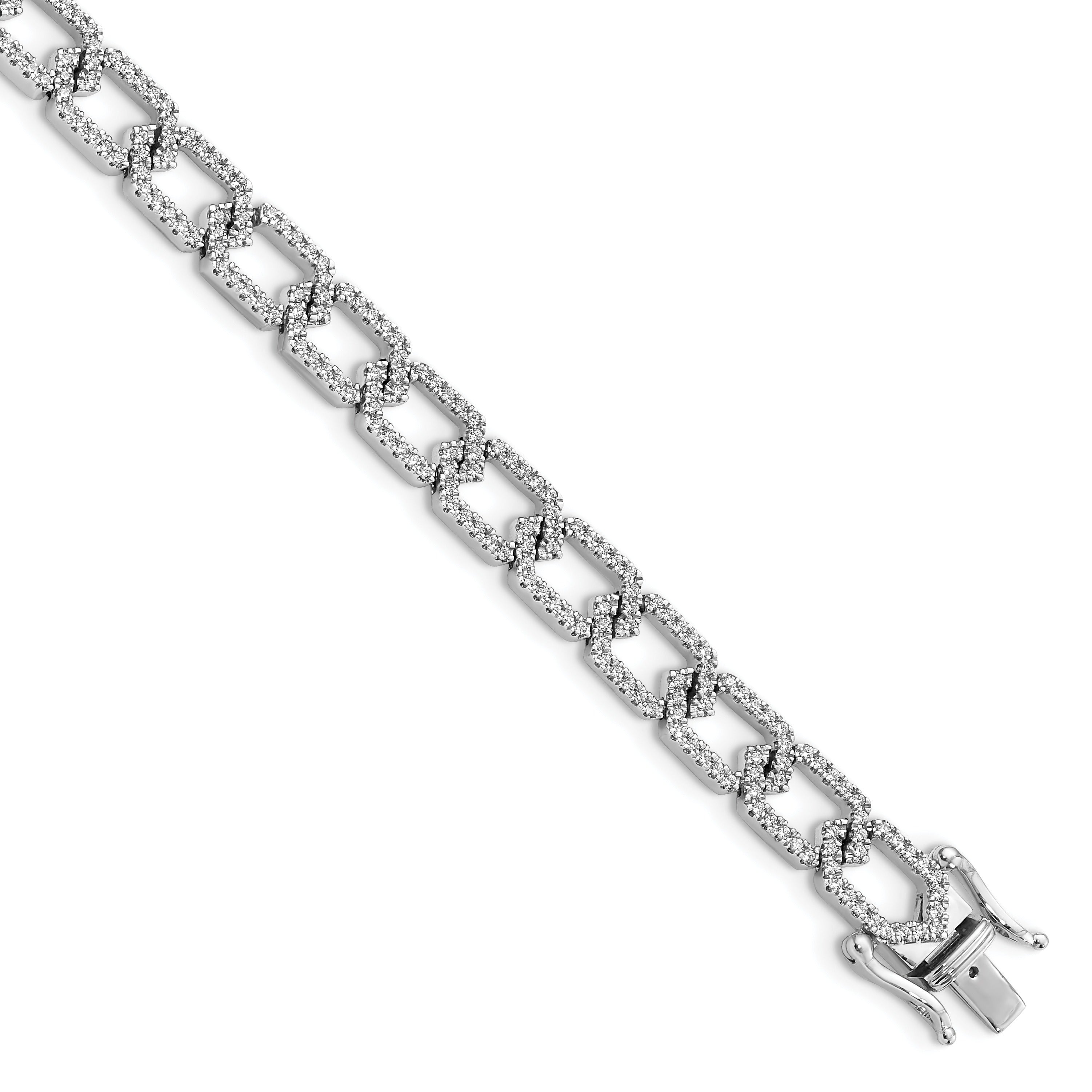 14k White Gold 1 1/2  Carat Lab Diamond Link Bracelet