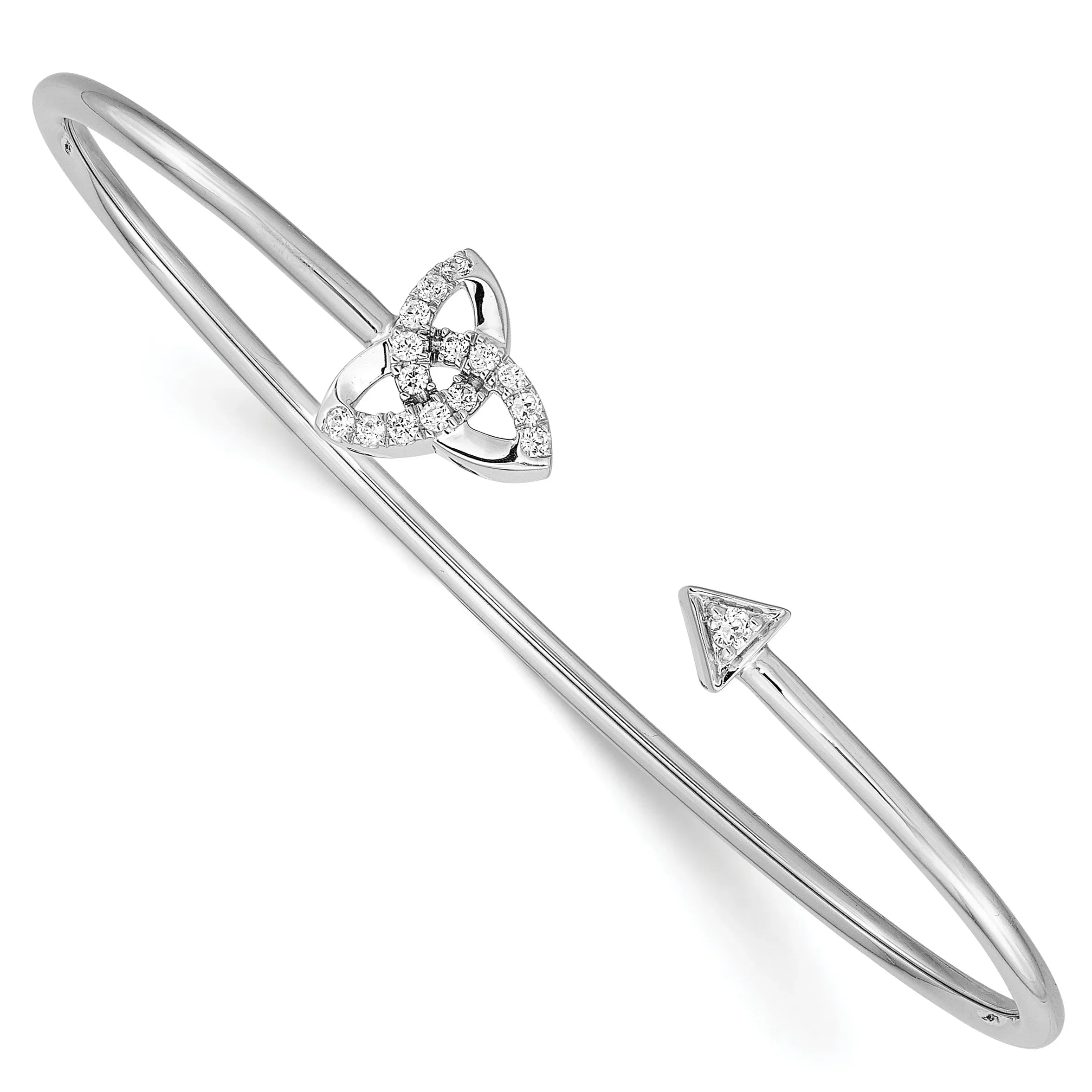 14k White Gold Lab Diamond Knot Cuff Flexible Bangle Bracelet - Fine Diamond