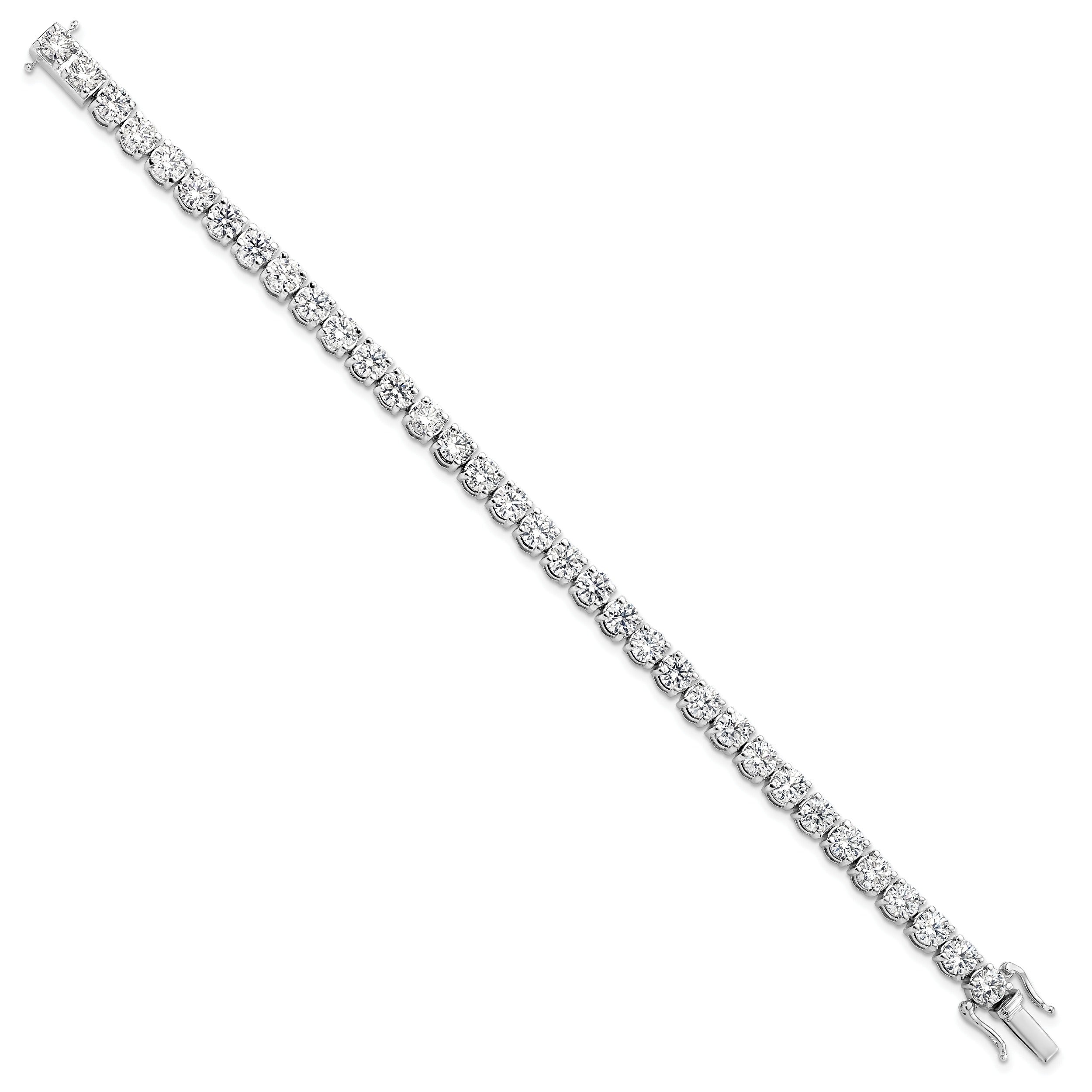 14k White Gold 11 ct Lab Grown Diamond Round Tennis Bracelet