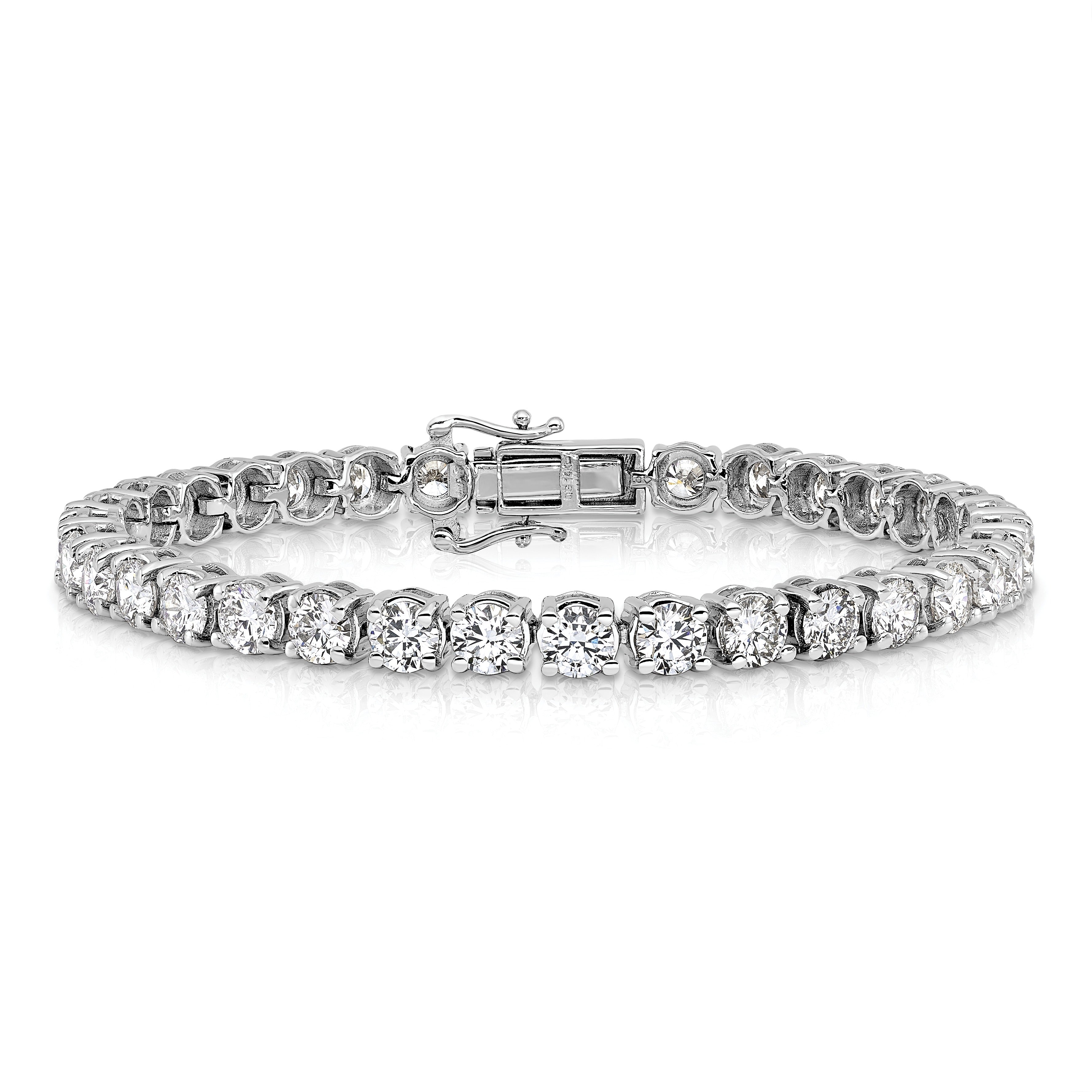 14k White Gold 11 ct Lab Grown Diamond Round Tennis Bracelet