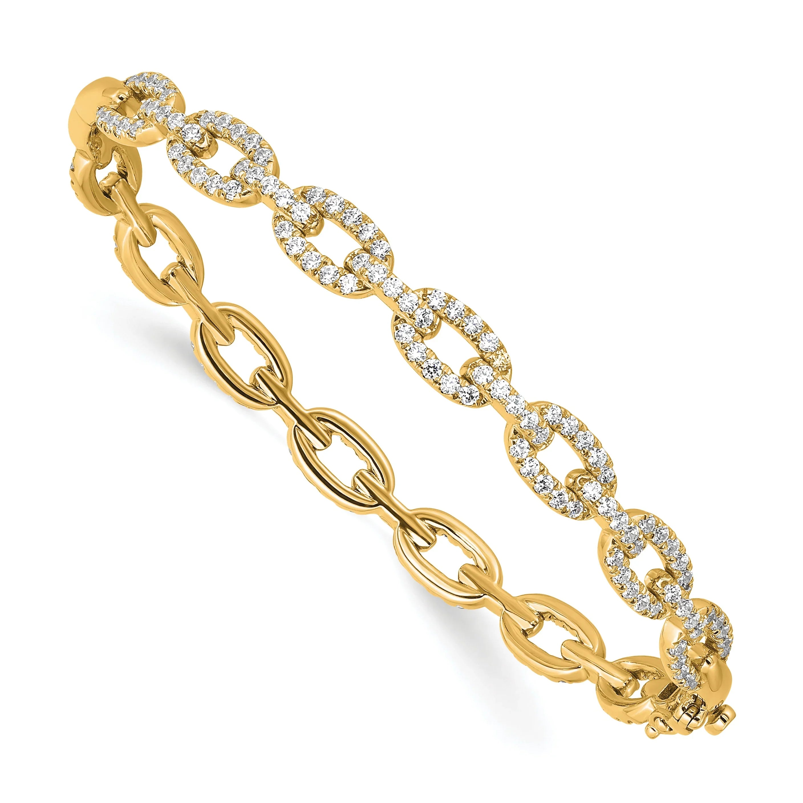 14K Yellow Gold Lab Grown Diamond Link Bracelet - Fine Diamond