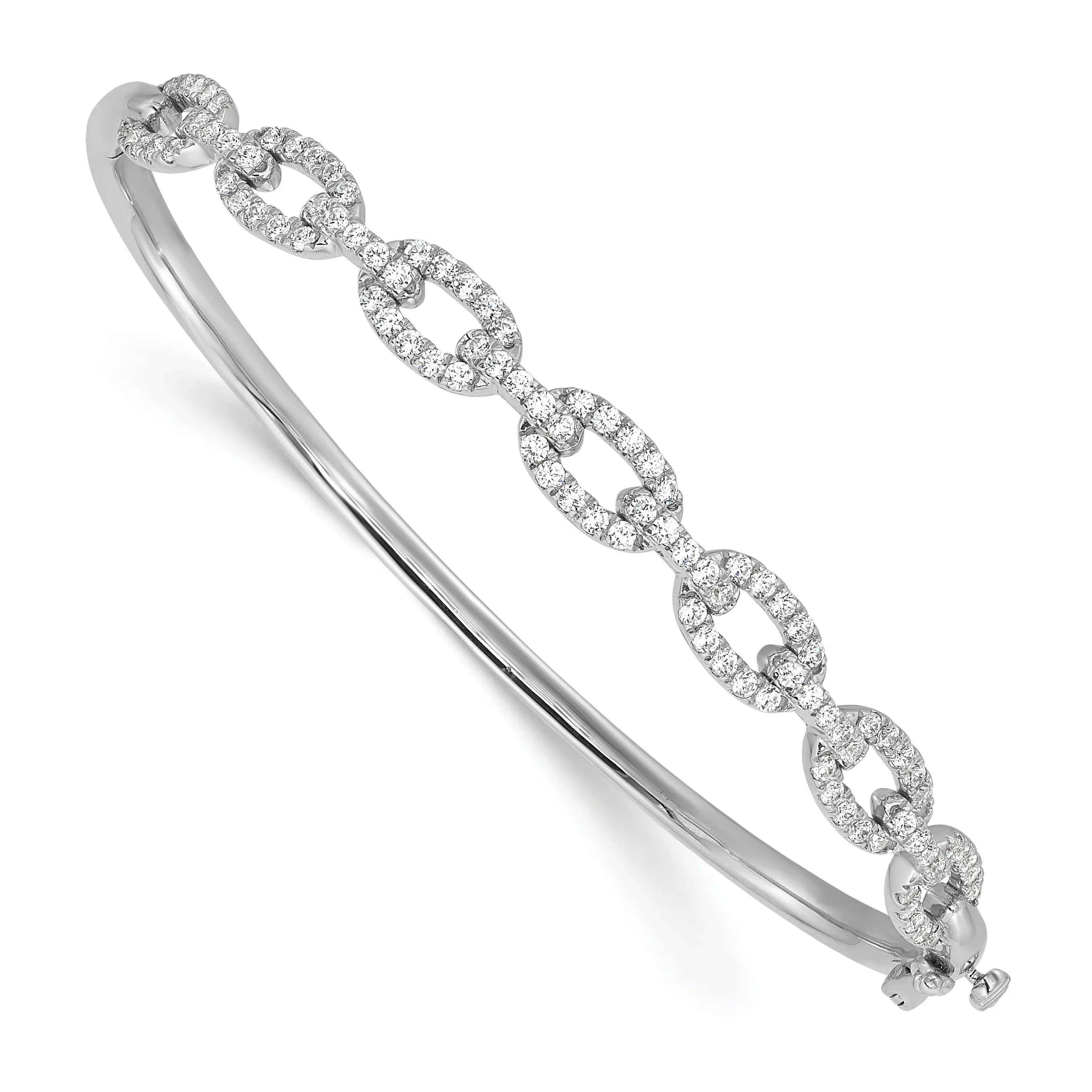 14K Gold Lab Grown Diamond Link Bangle Bracelets - Fine Diamond
