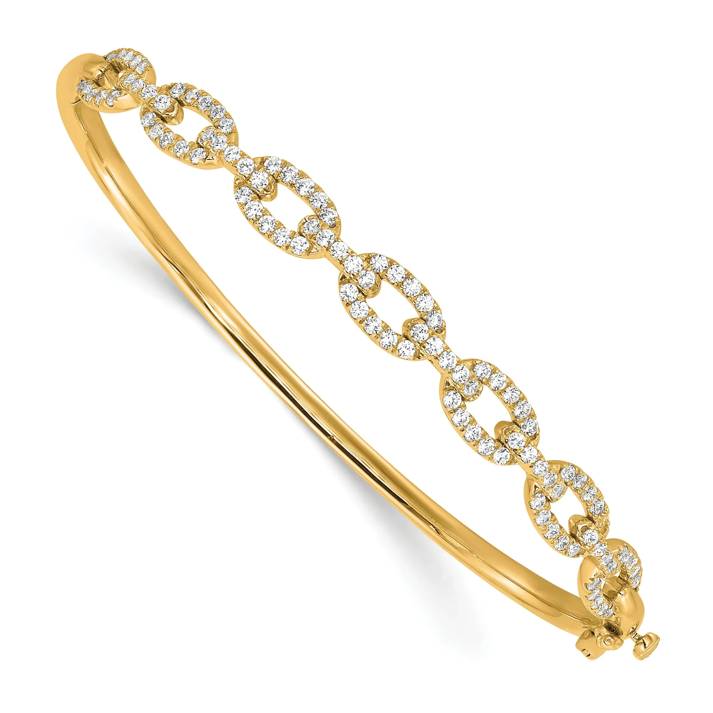 14K Gold Lab Grown Diamond Link Bangle Bracelets - Fine Diamond