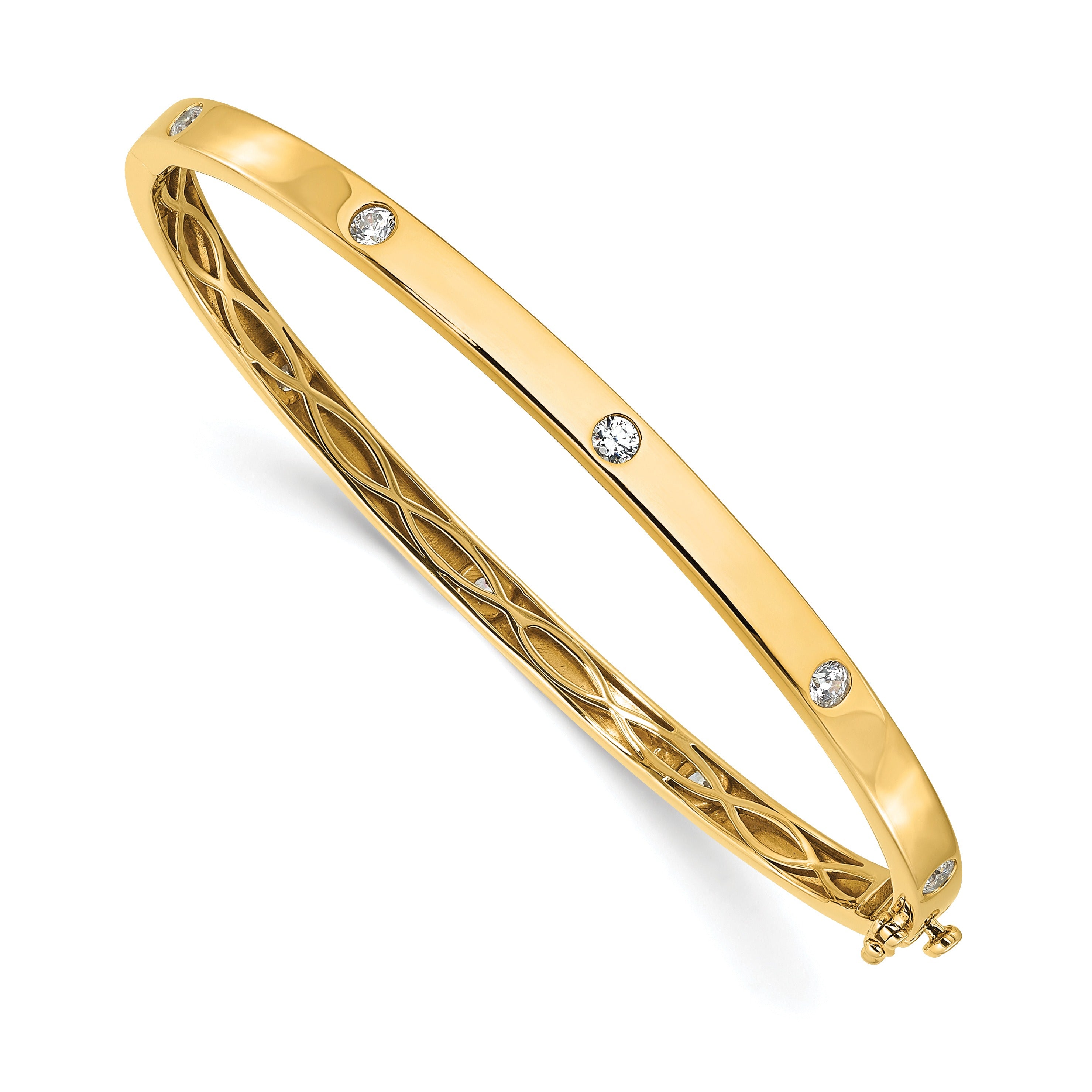 14k Yellow Gold Lab Grown Diamond Bangle Bracelet