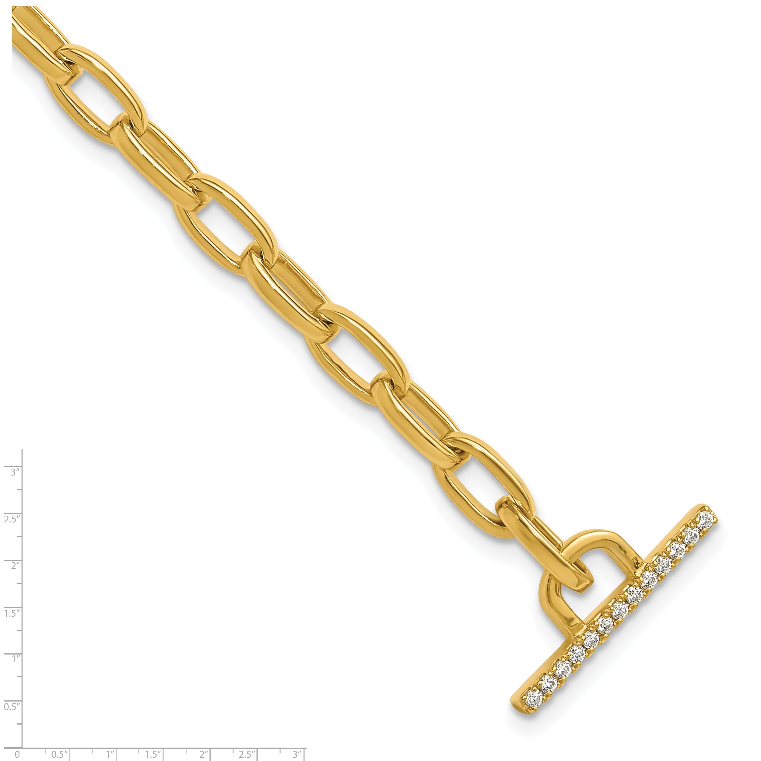 14K Gold Lab Grown Diamond Toggle Link Bracelet