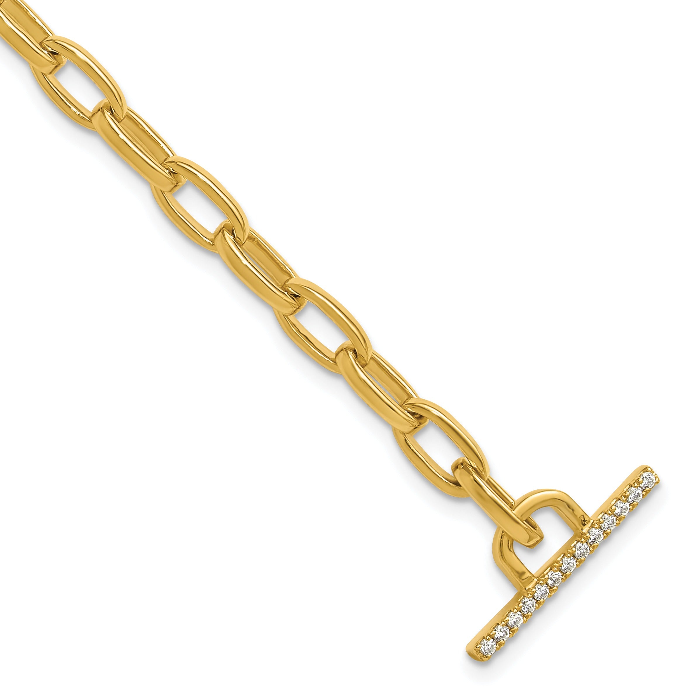 14K Gold Lab Grown Diamond Toggle Link Bracelet