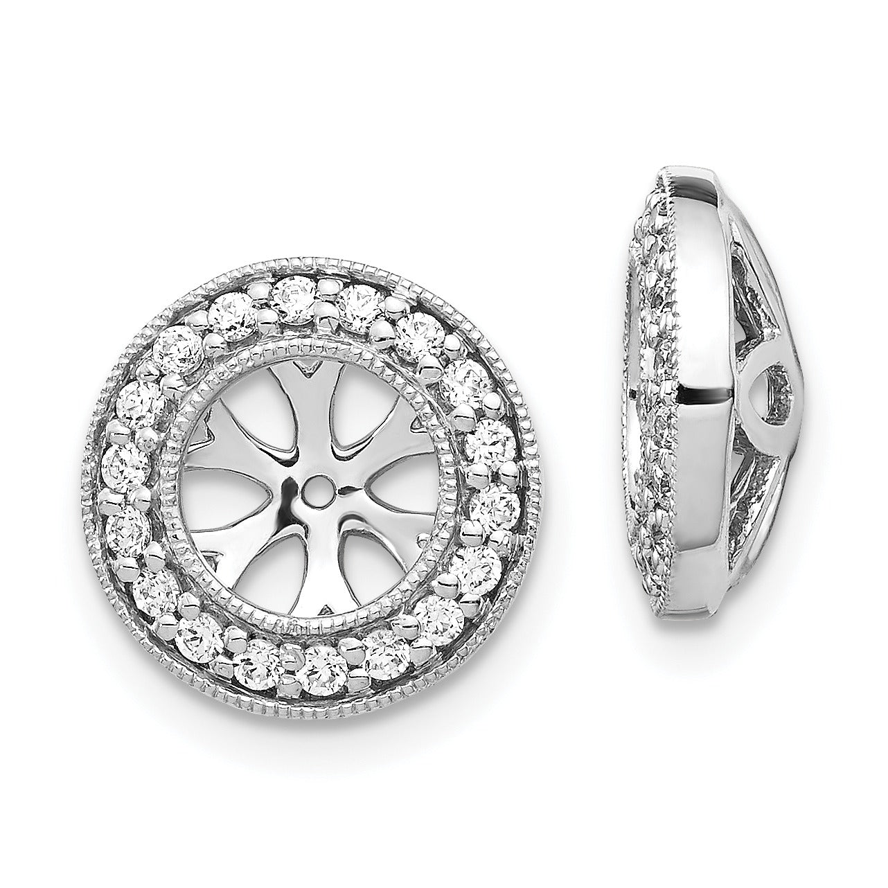 14k White Gold Lab Grown Diamond 6.5 mm Earring Jacket