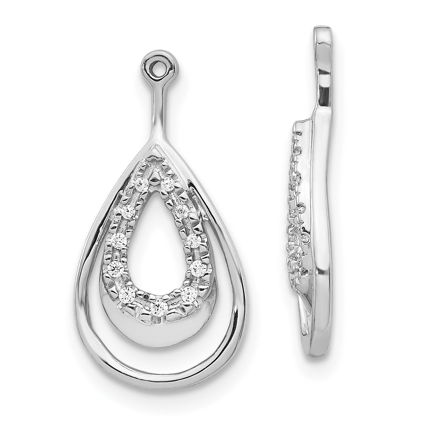 14k White Gold Lab Grown Diamond Teardrop Earring Jackets