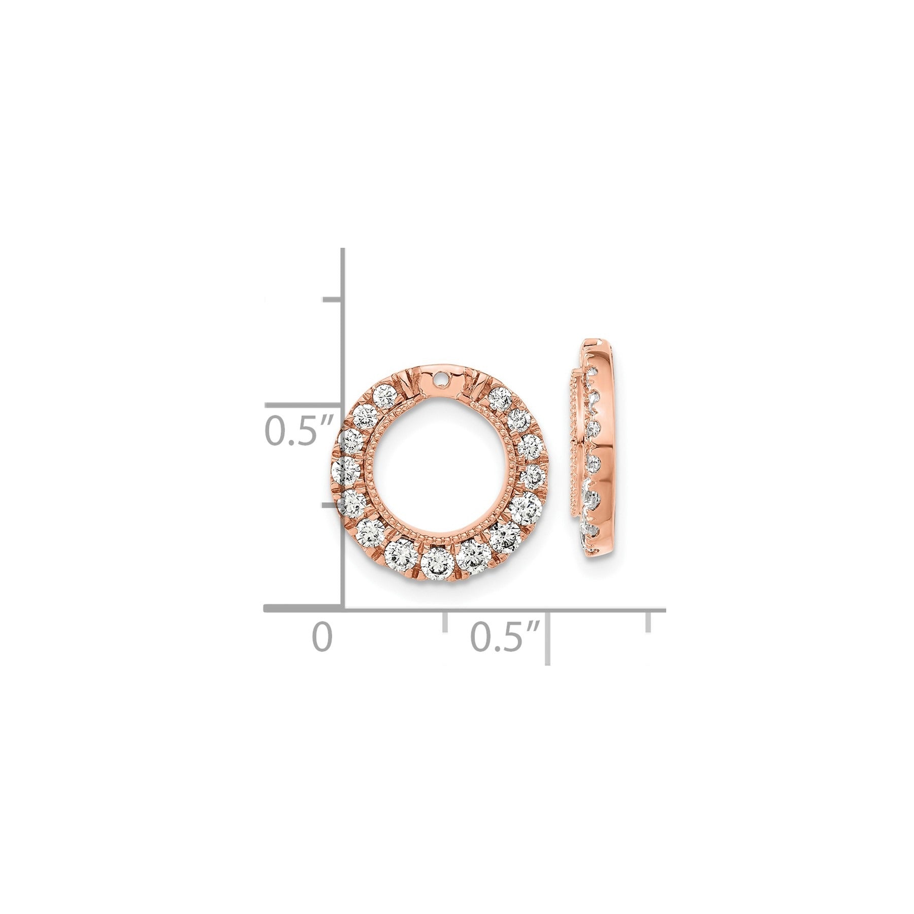 14k Rose Gold Lab Grown Diamond Circle Earring Jackets