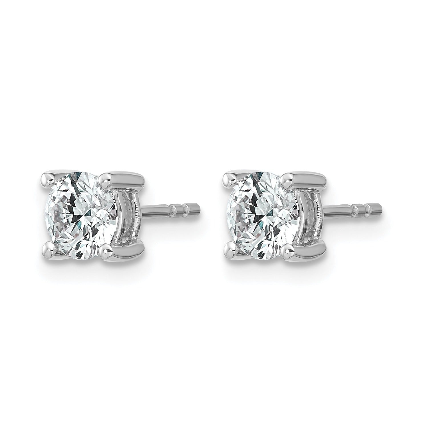 14K White Gold Round Shape Lab Diamond Stud Earrings