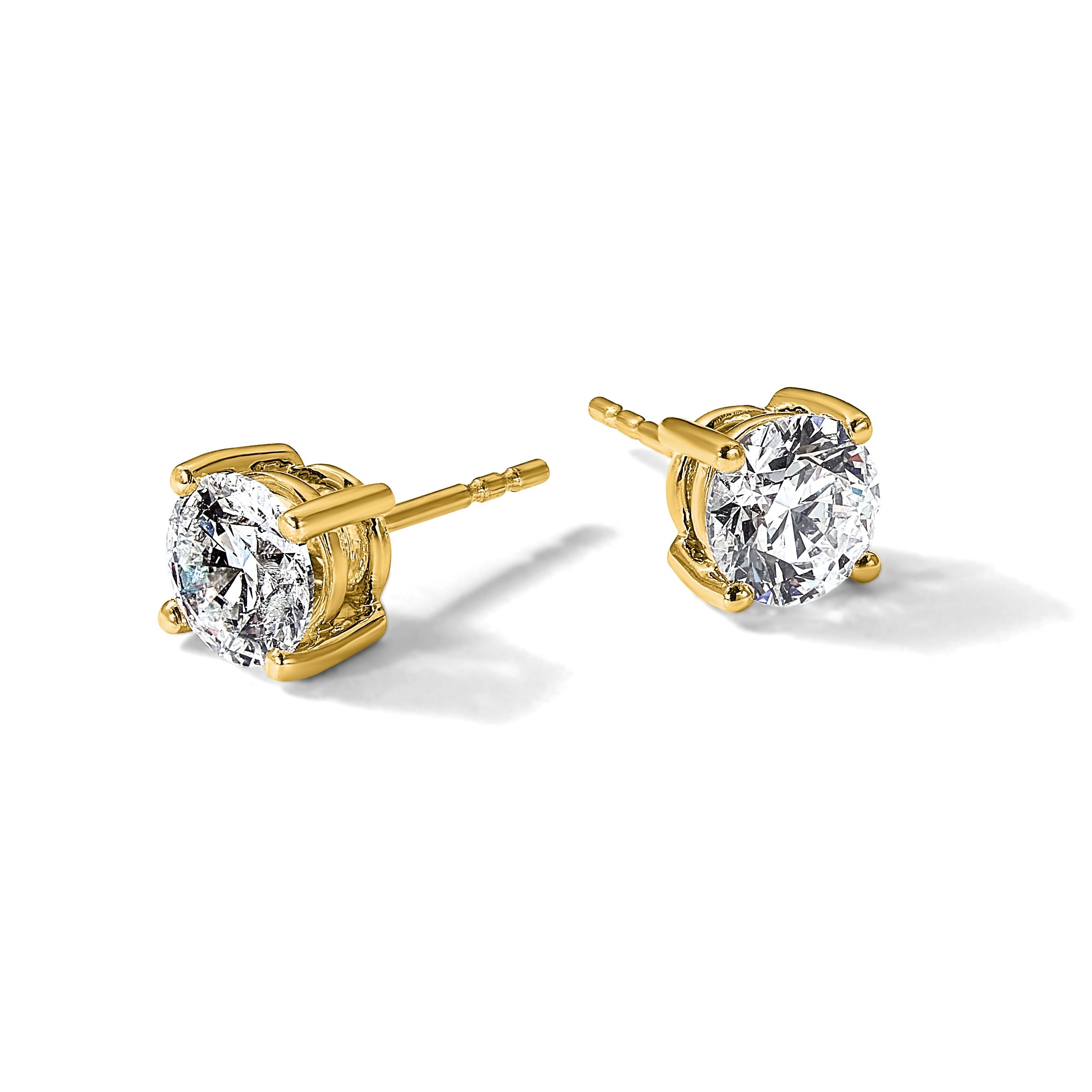 14K Yellow Gold Lab Grown Round Diamond Stud Earrings
