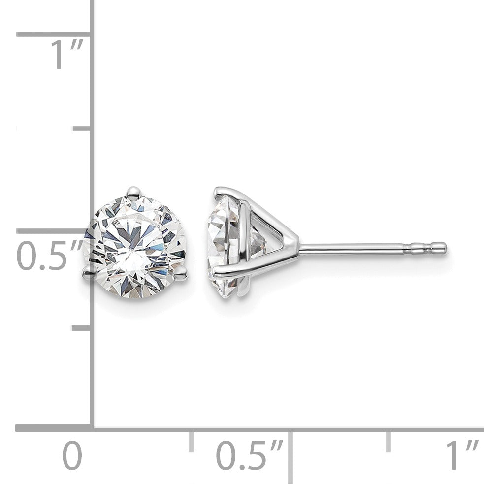 14K White Gold Lab Grown Diamond 3 Prong Stud Post Earrings