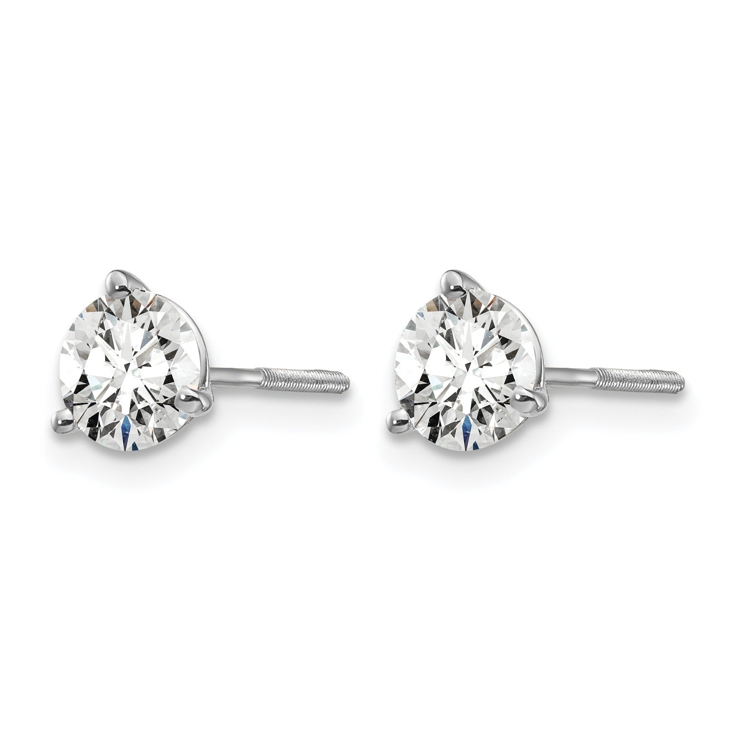 14K White Gold Lab Round Shaped Diamond Stud Earring