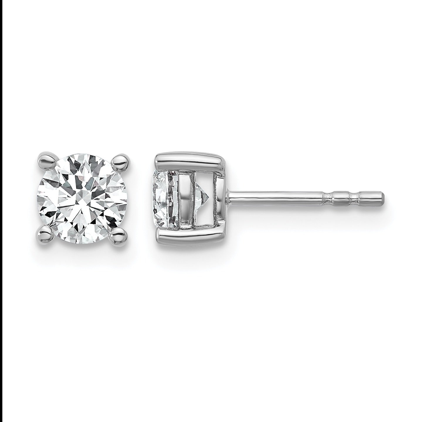 14K Gold Lab Grown Diamond 4 Prong Post and Push Back Stud Earrings
