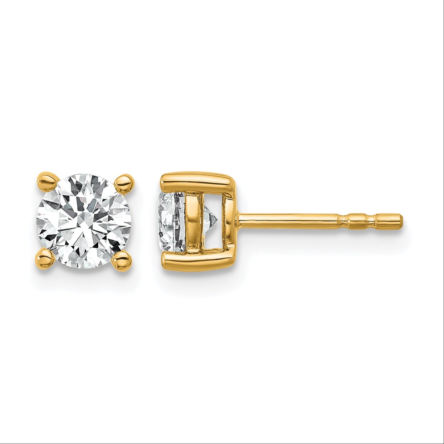 14K Gold Lab Grown Diamond 4 Prong Post and Push Back Stud Earrings