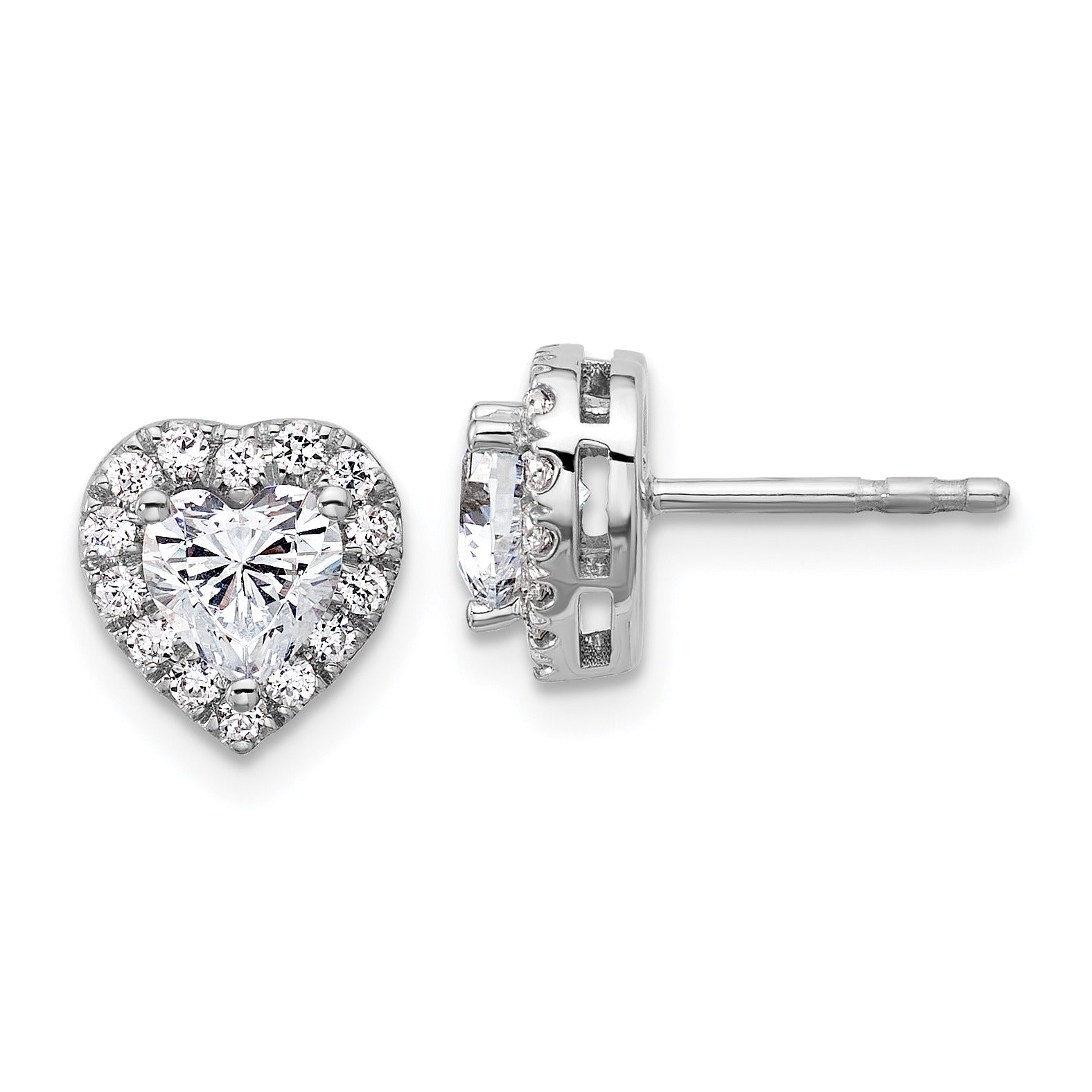 14k Gold Lab Grown Diamond Semi Mount Heart Post Studs Earrings
