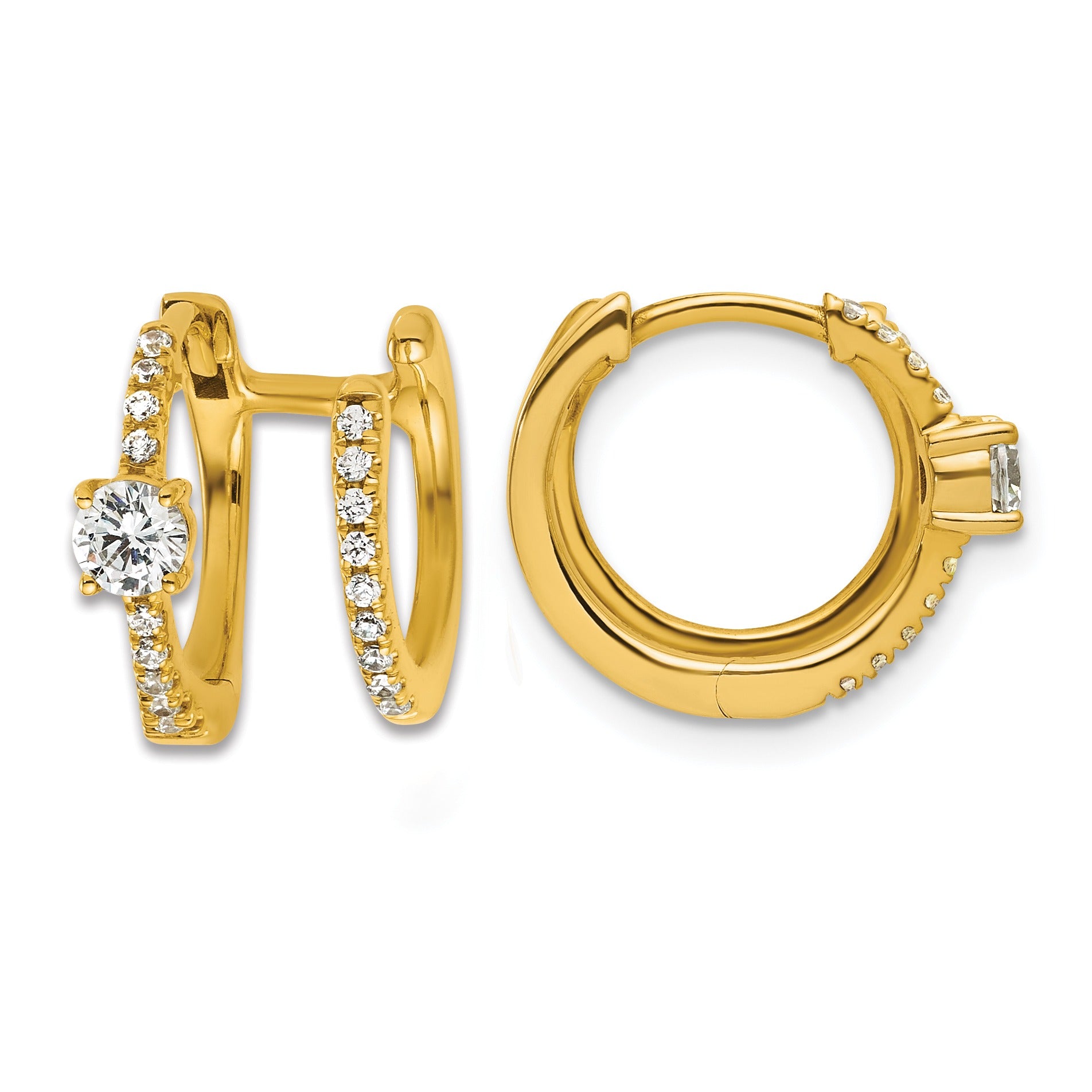 Lab Grown Diamond Hinged Hoop Earrings 14K Yellow Gold