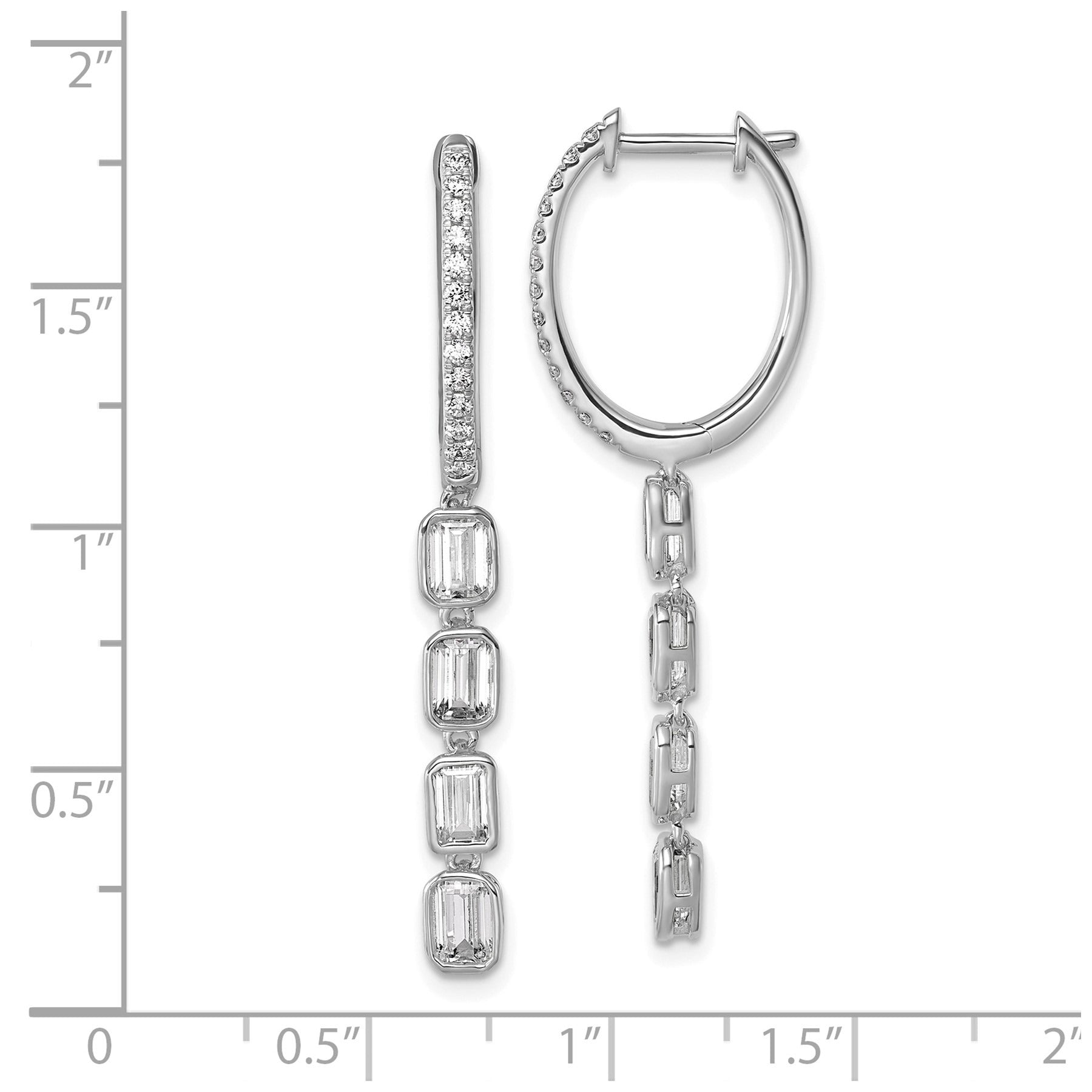 14K White Gold Lab Grown Diamond Dangle Hoop Earrings