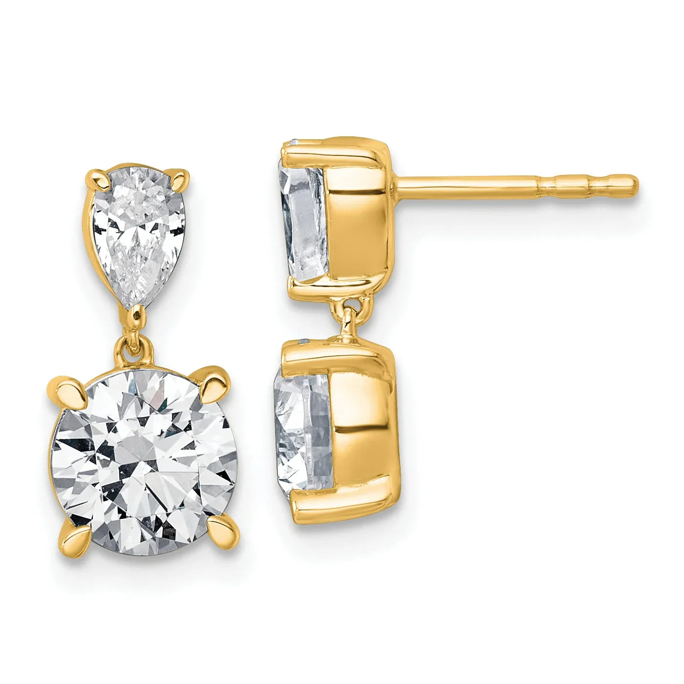 14K Yellow Gold Lab Grown Diamond Post Dangle Earrings - Fine Diamond