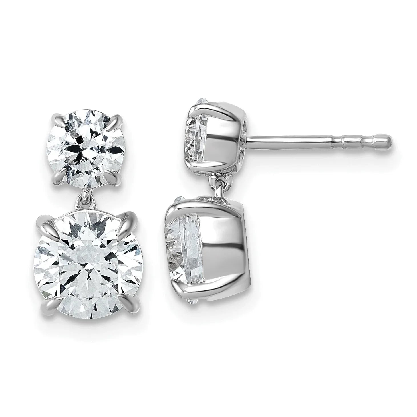 14K White Gold Lab Diamond Dangle Earrings - Fine Diamond