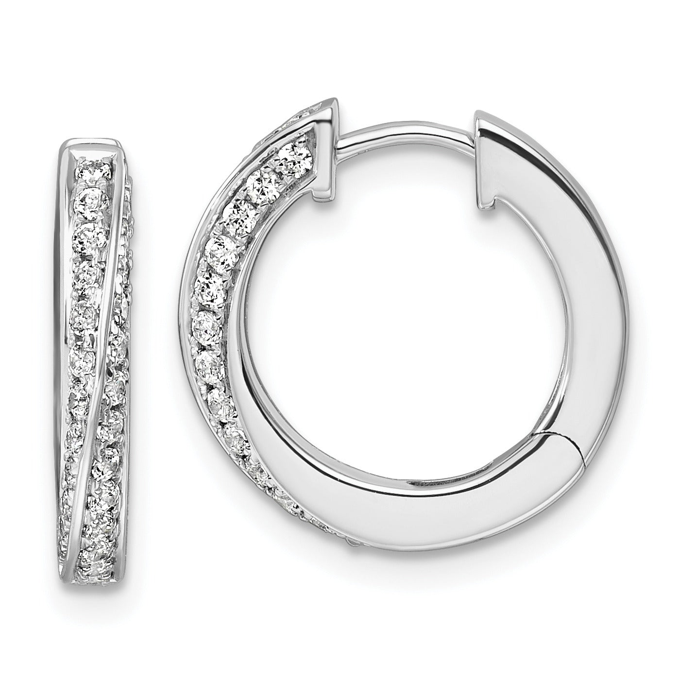 Lab Diamond Twisted Hinged Hoop Earrings