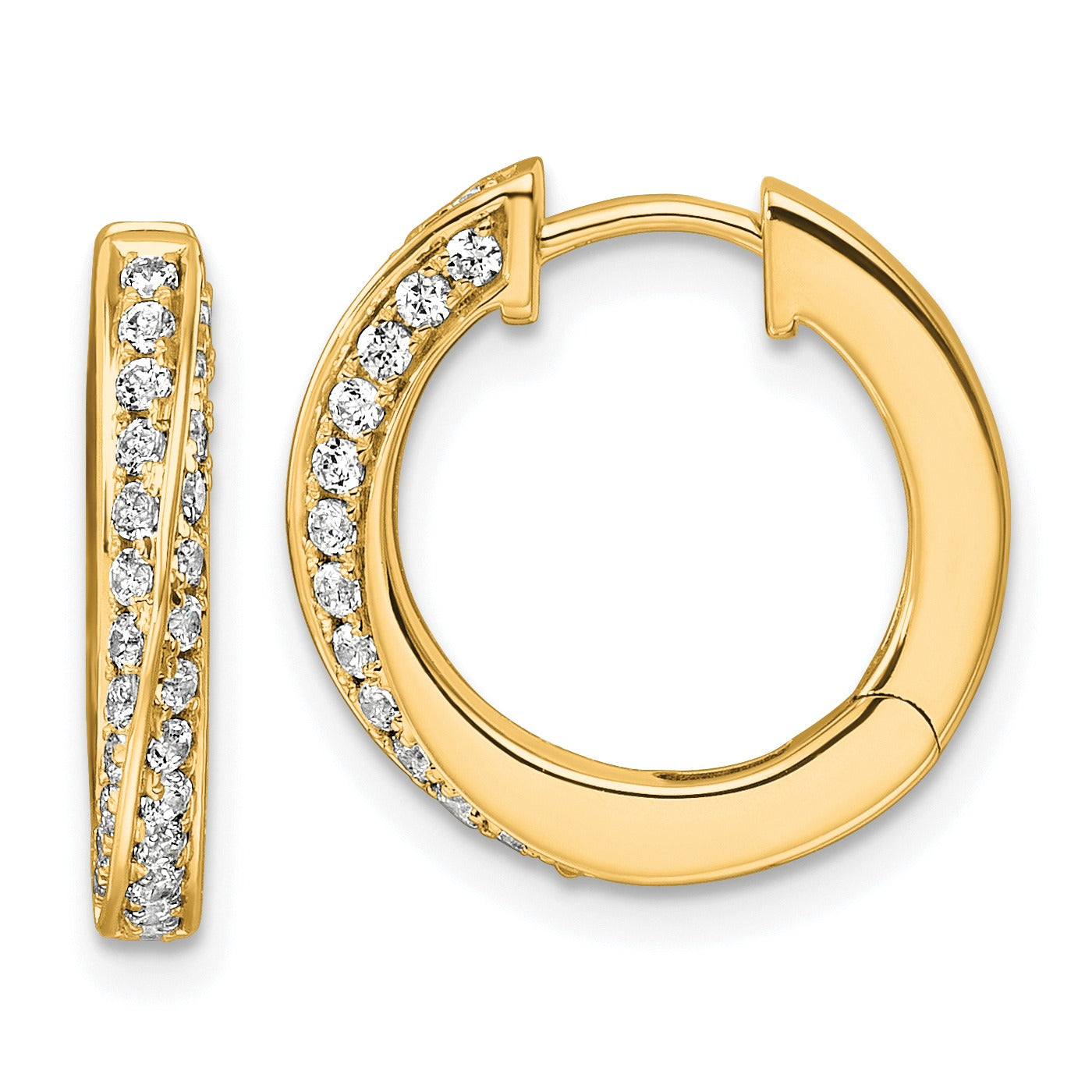 Lab Diamond Twisted Hinged Hoop Earrings