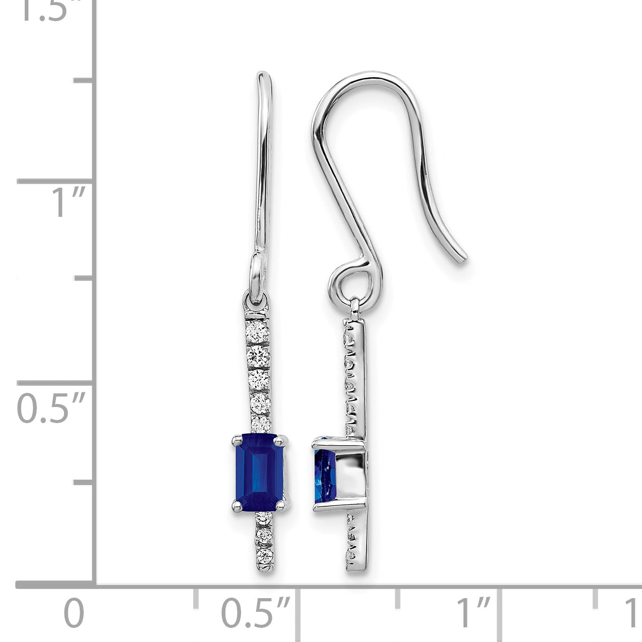 14K White Gold Lab Grown Diamond and Blue Sapphire Fancy Earrings