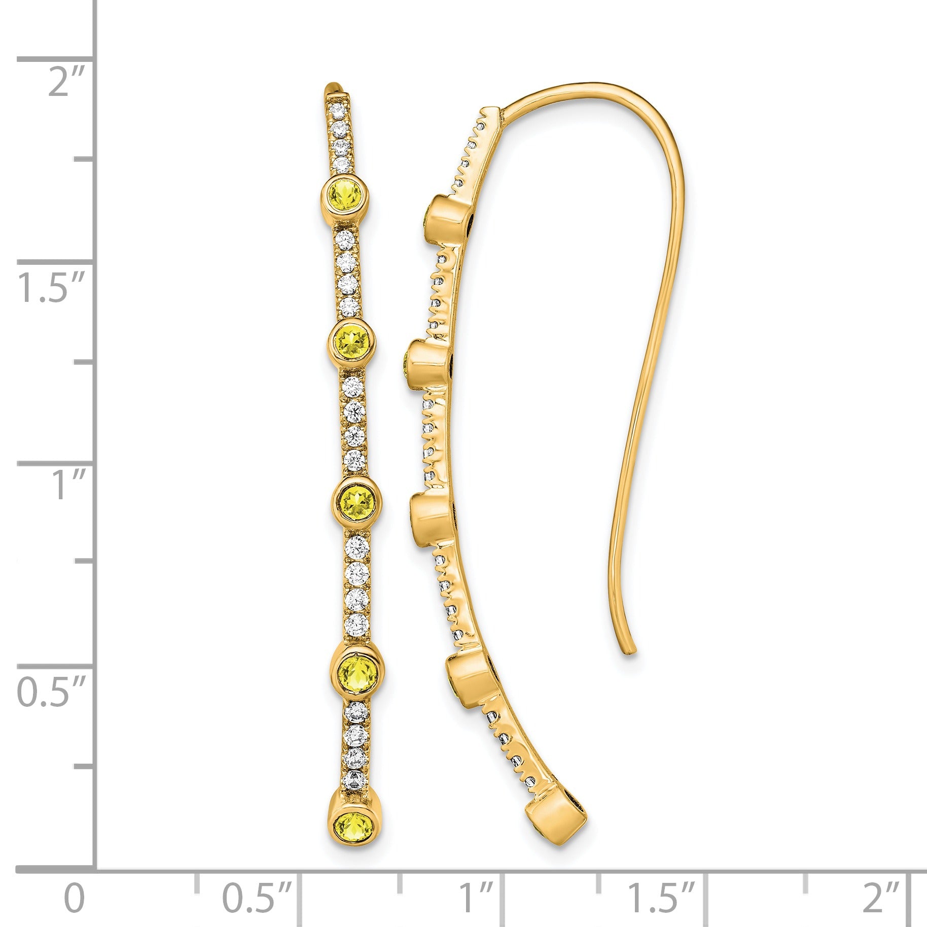 14K Lab Diamond and Lab Created Yellow Sapphire Threader Earrings