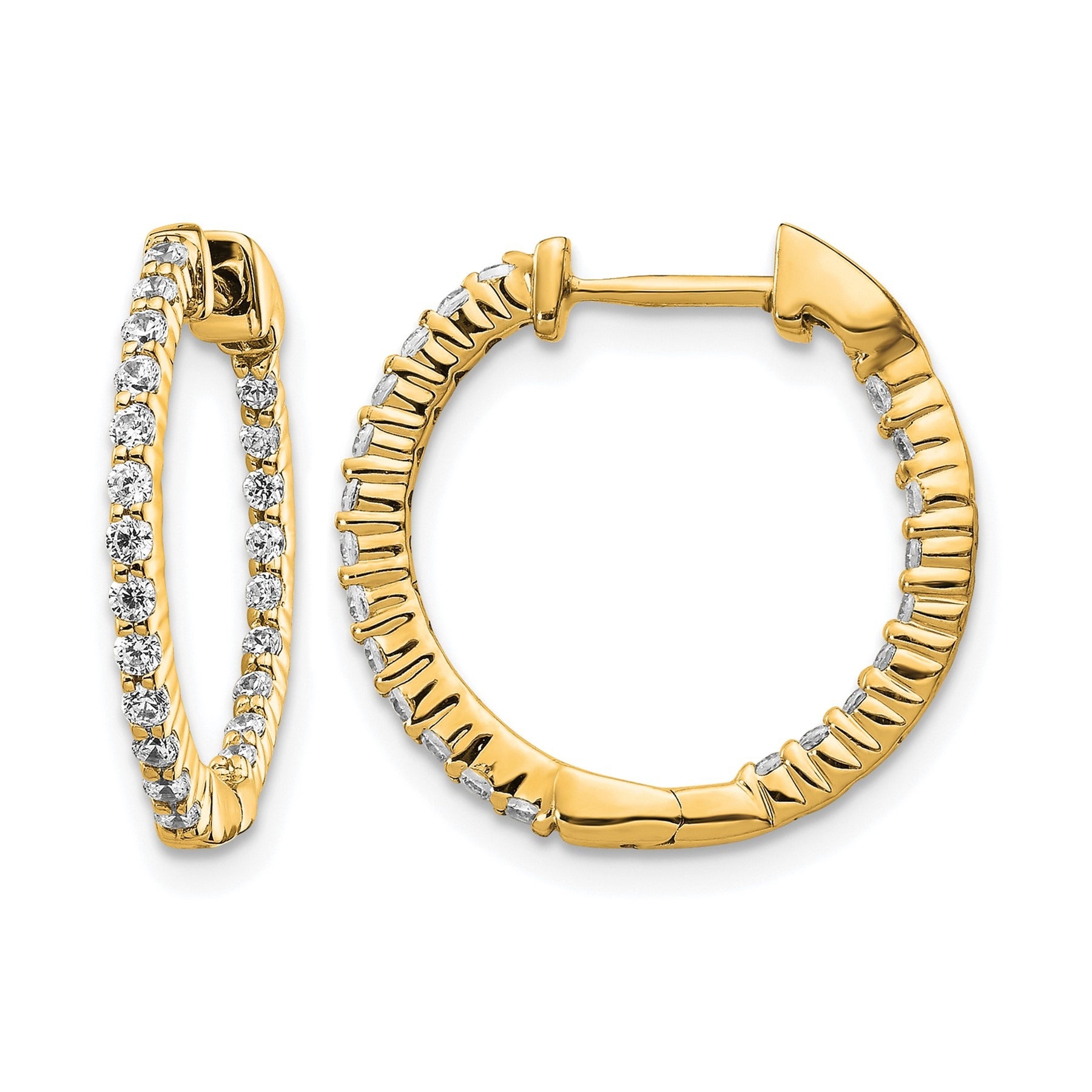 14k Gold Lab Grown Diamond In/Out Hoop Earrings 0.5 Ct