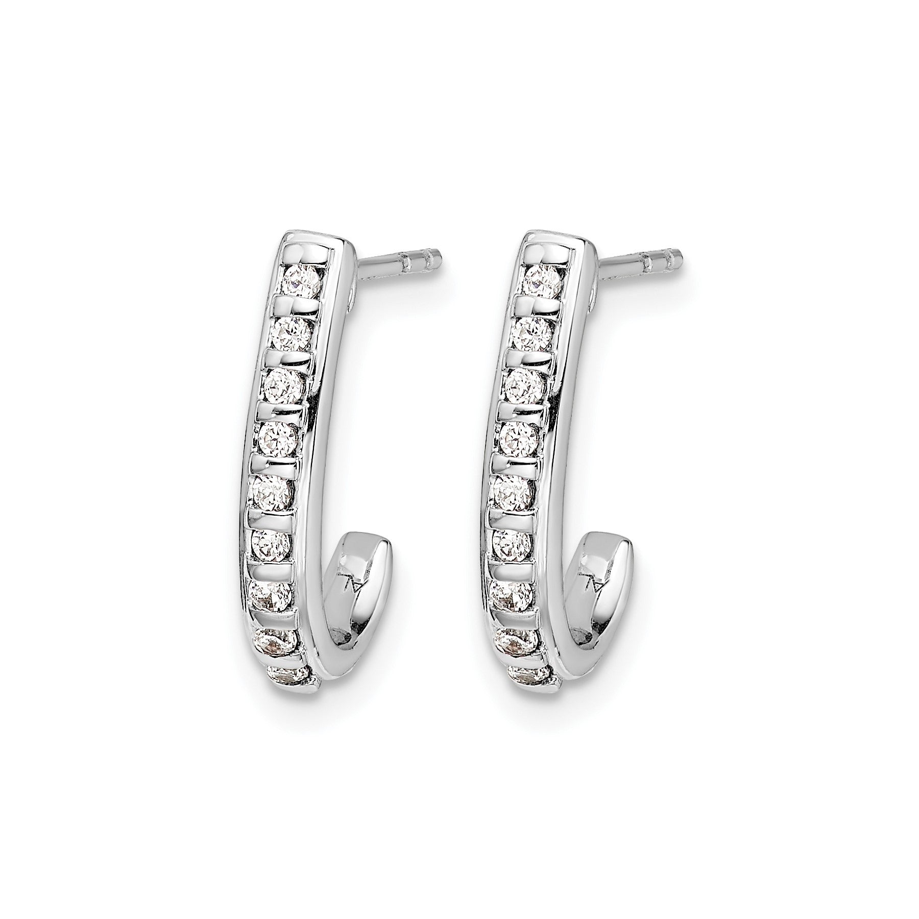 10K White Gold Lab Grown Diamond J-Hoop Post Earrings