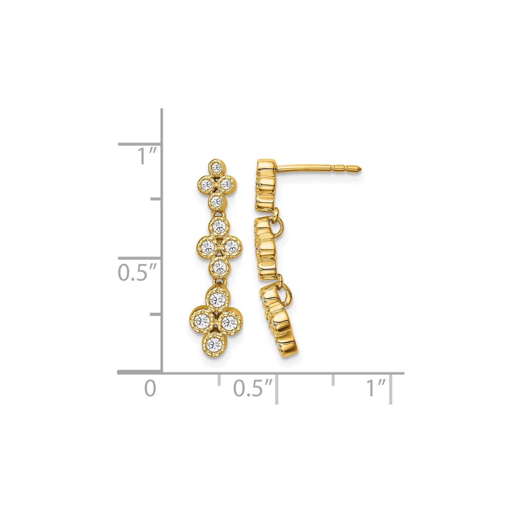 14K Lab Grown Diamond Floral Bloom Post Dangle Earrings