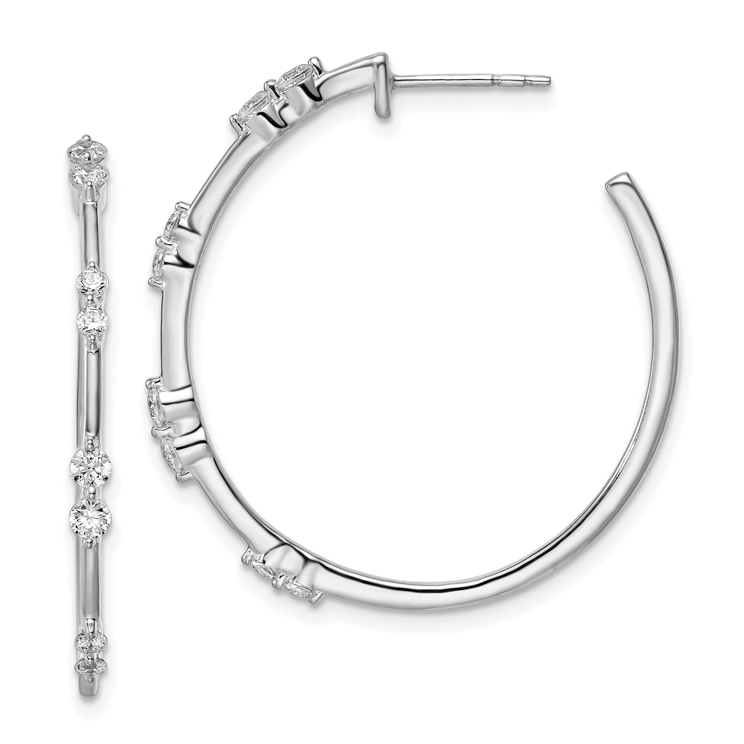 14K Gold Lab Grown Diamond Post Hoop Earrings