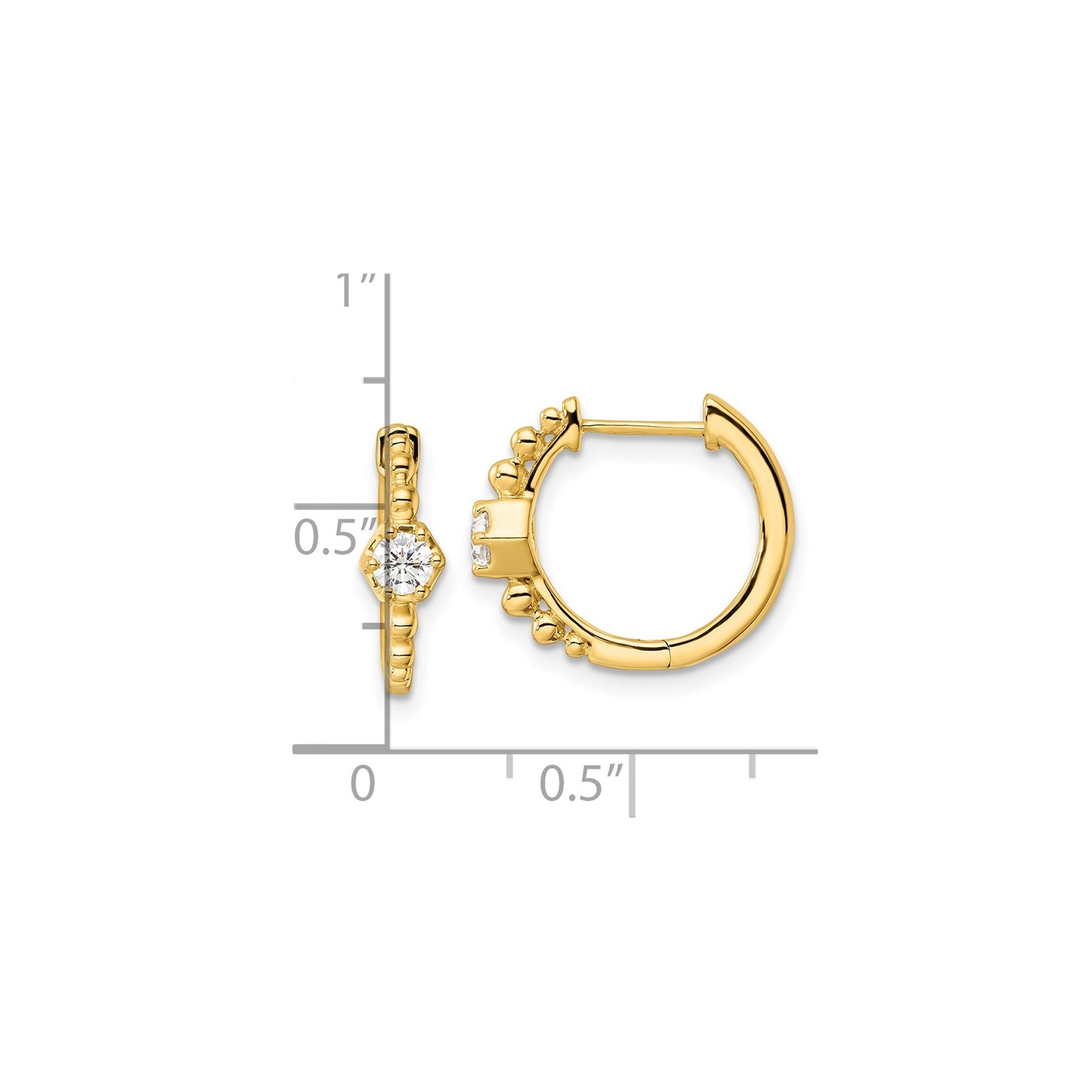 14K Yellow Gold Lab Diamond Hinged Hoop Earrings