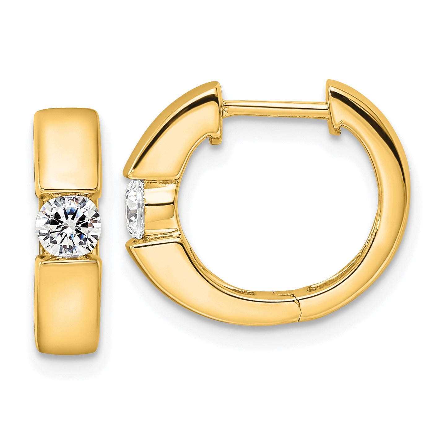 14K Gold Lab Grown Diamond Hinged Hoop Complete Earrings