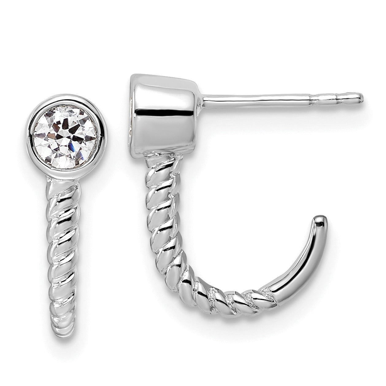 Lab Grown Diamond J-Hoop Earrings 14k Gold