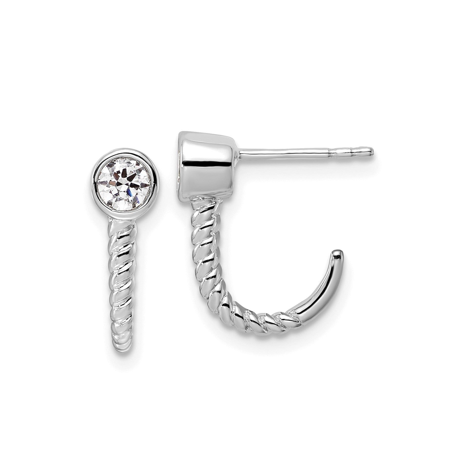 Lab Grown Diamond J-Hoop Earrings 14k Gold