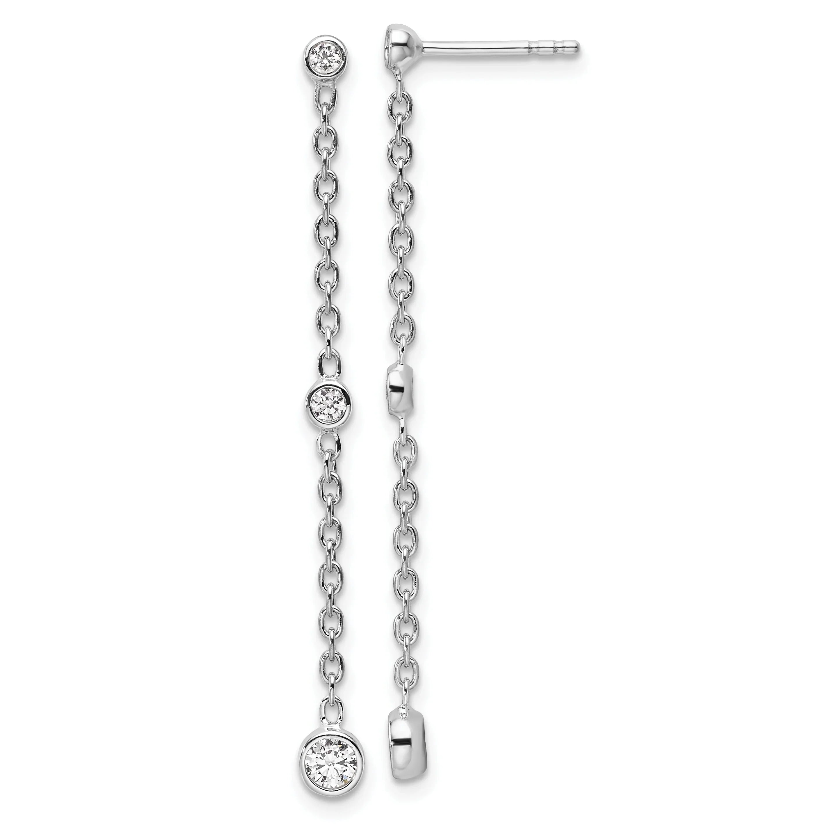 14K Gold Lab Diamond Graduated Dangle Hanging Earrings - Fine Diamond