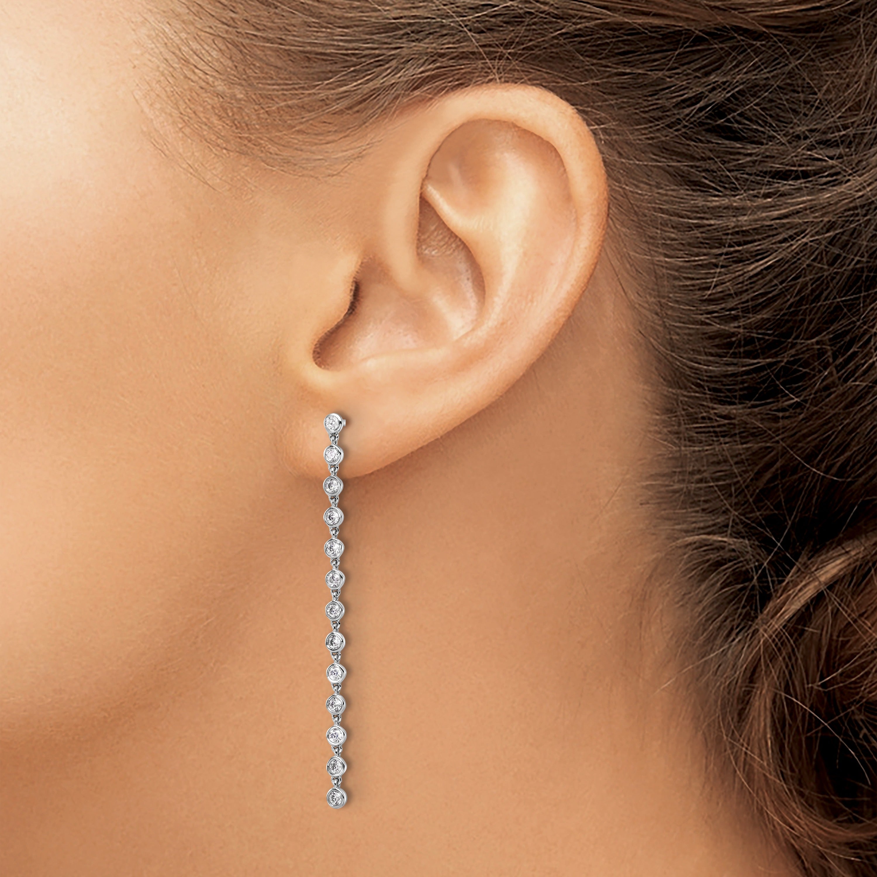 14K White Gold Lab Diamond Dangle Post Earrings