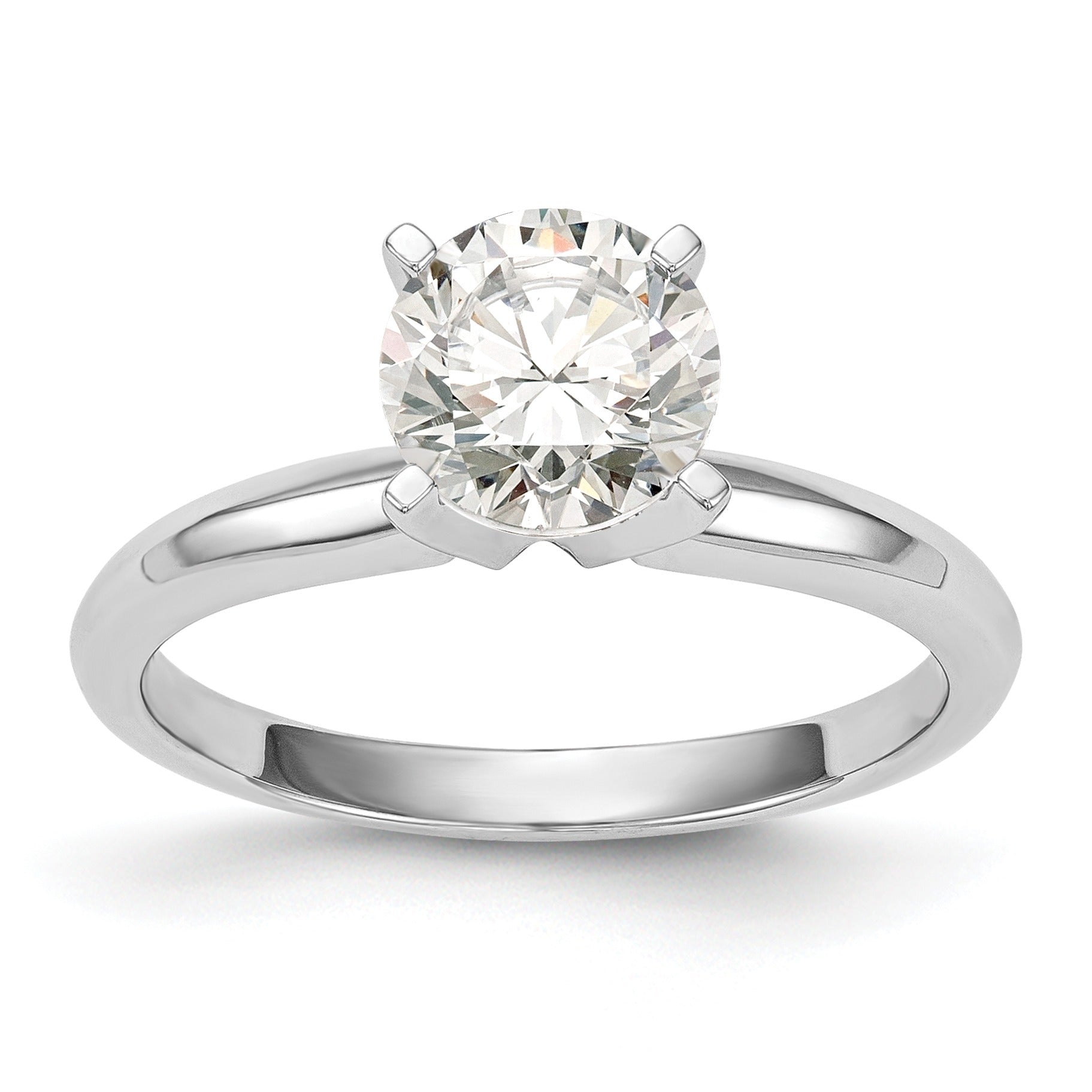 14k White Gold 2 carat Lightweight Solitaire Ring Mounting