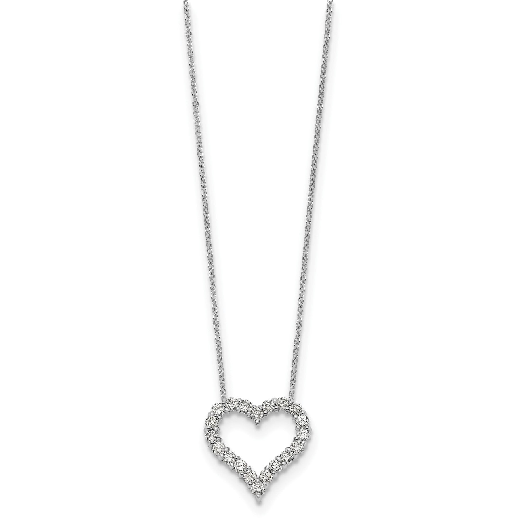Lab Grown Diamond Open Heart Necklace Gold 1ctw