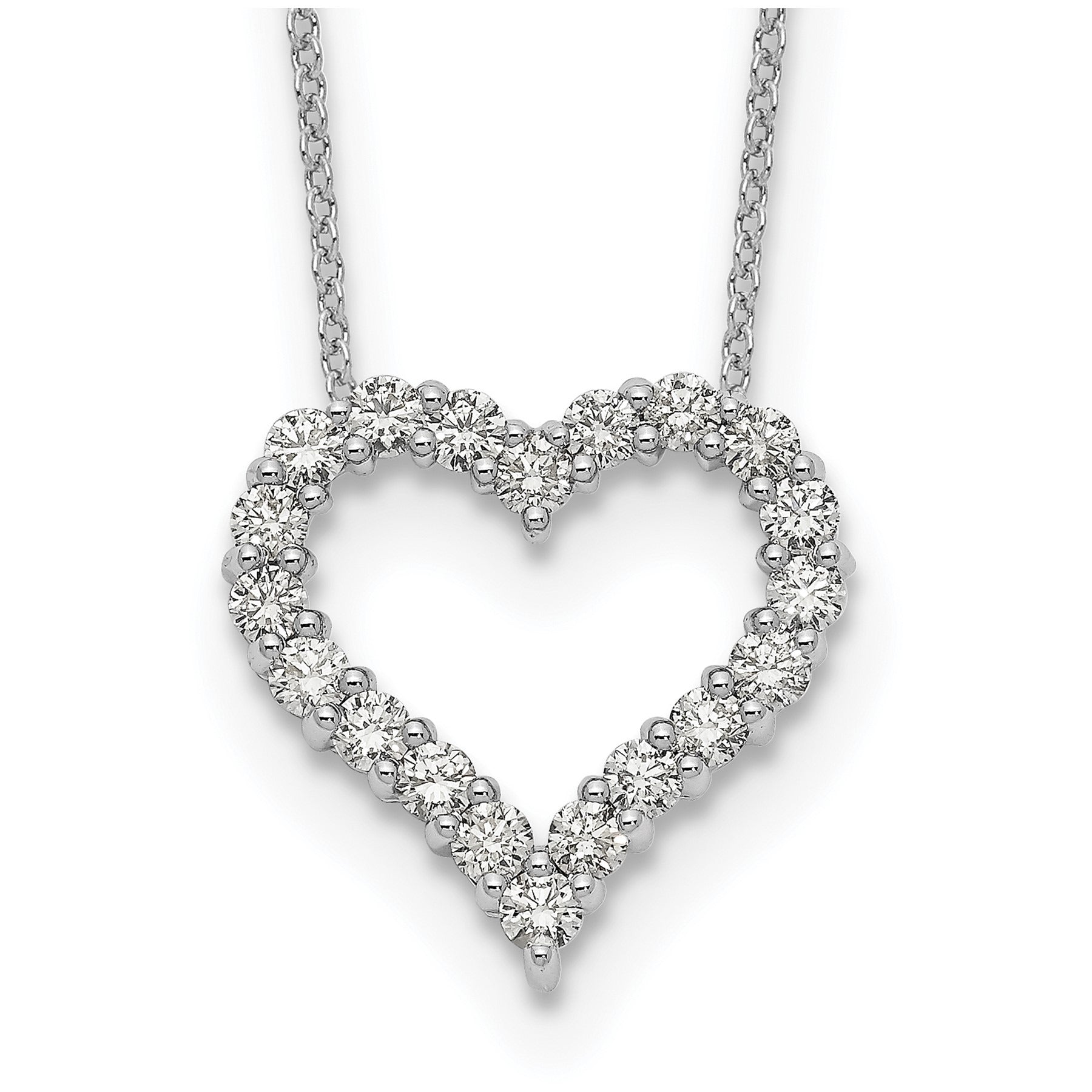 Lab Grown Diamond Open Heart Necklace Gold 1ctw