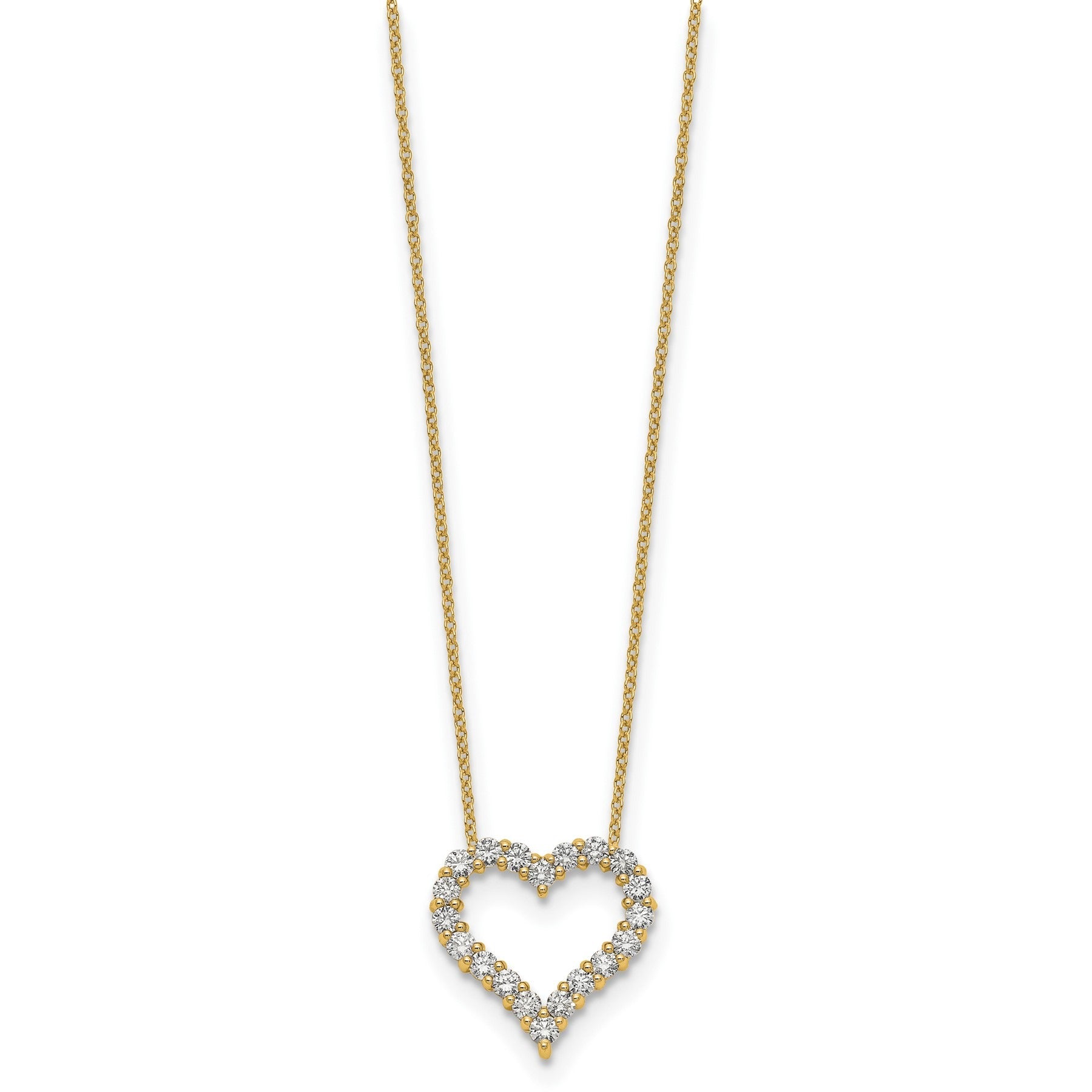 Lab Grown Diamond Open Heart Necklace Gold 1ctw