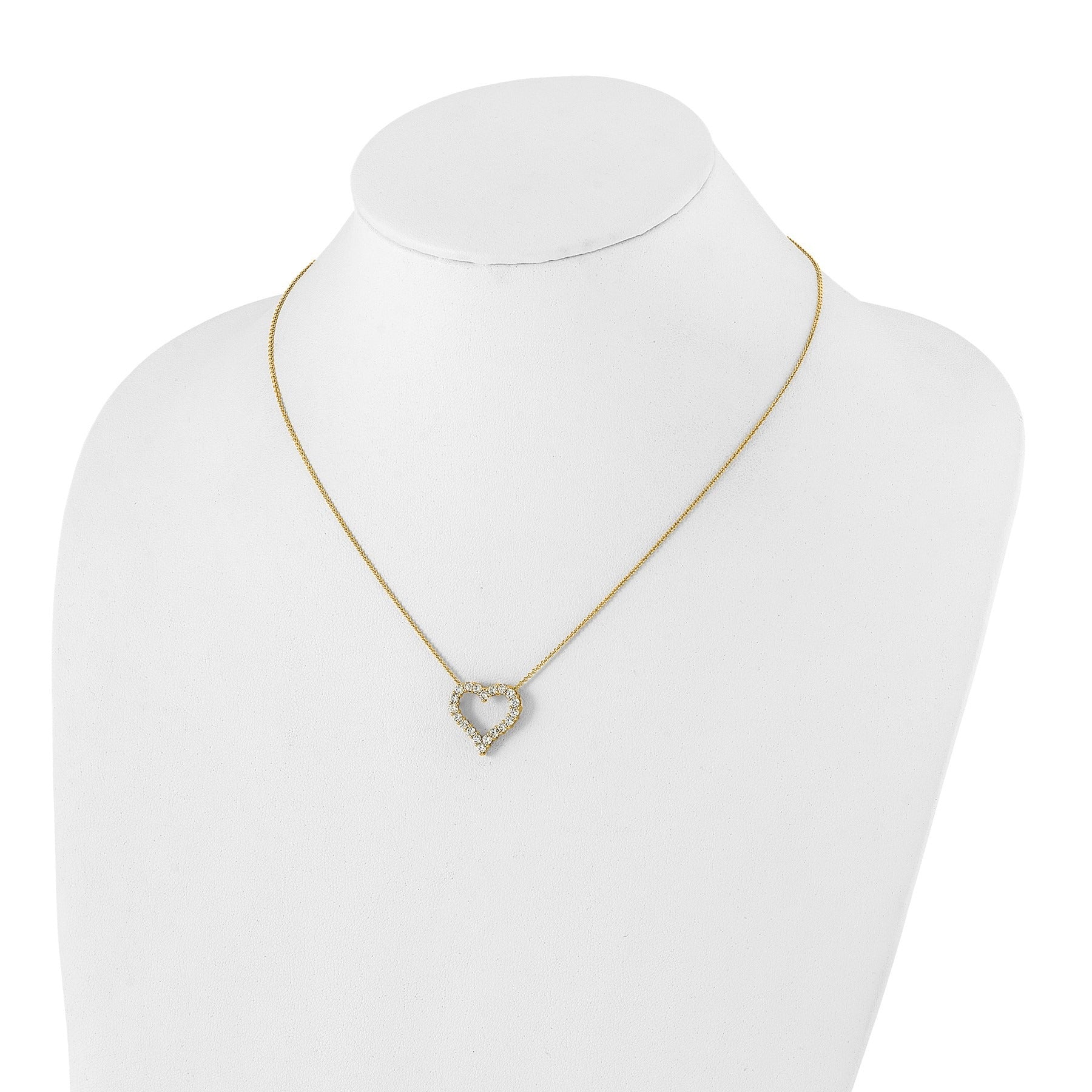 Lab Grown Diamond Open Heart Necklace Gold 1ctw