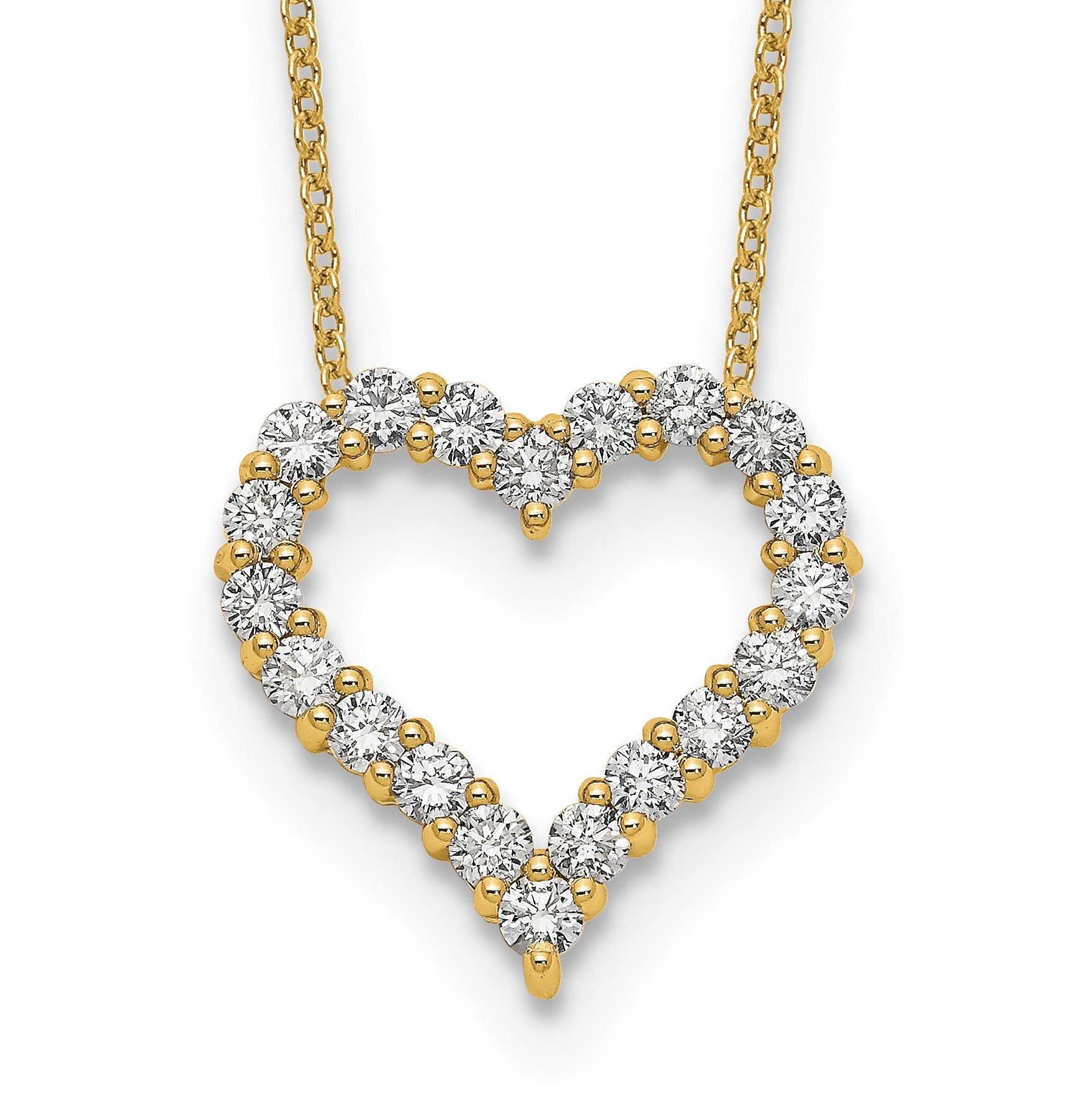 Lab Grown Diamond Open Heart Necklace Gold