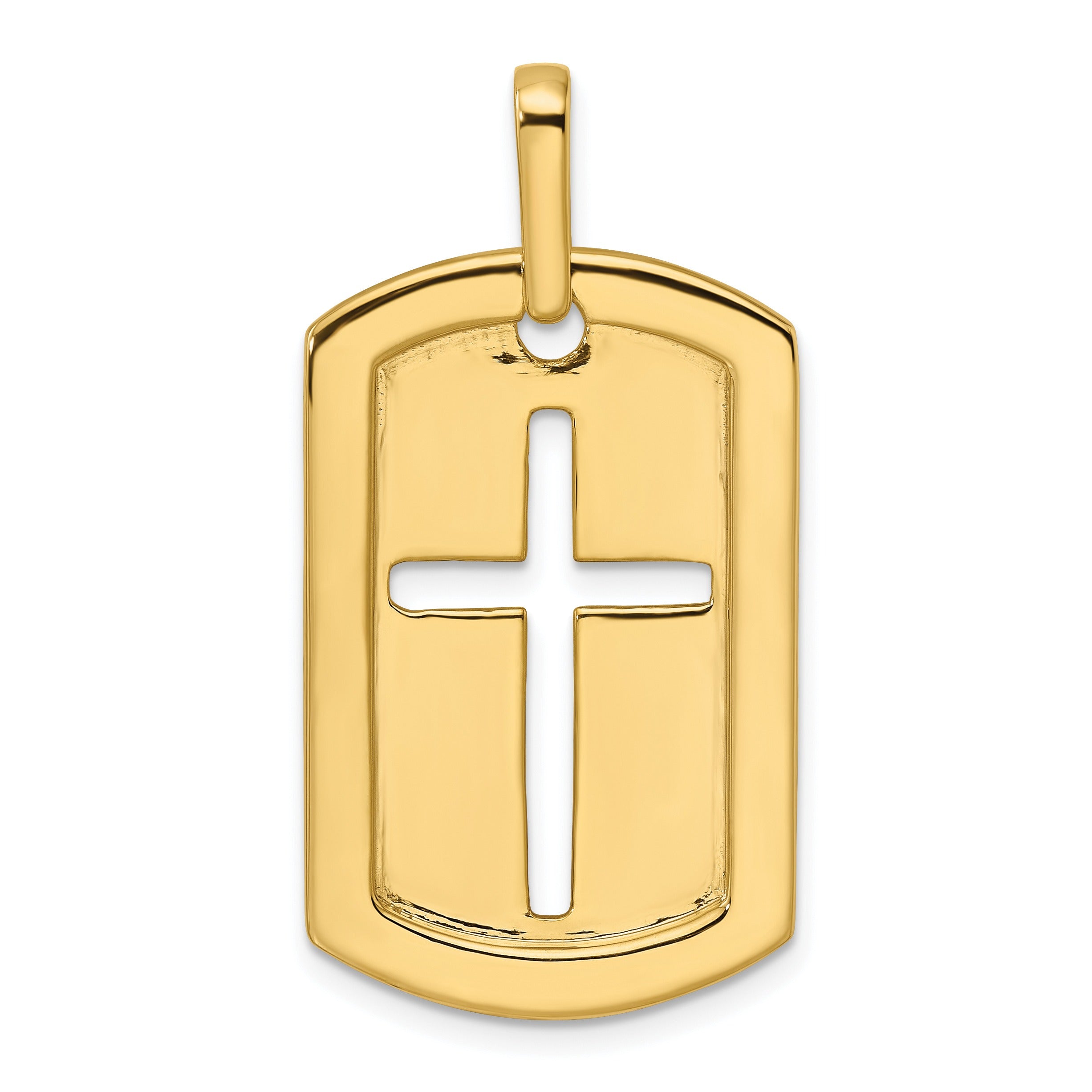 14K Gold 3/4 carat Lab Grown Diamond Cross Dog Tag Pendant