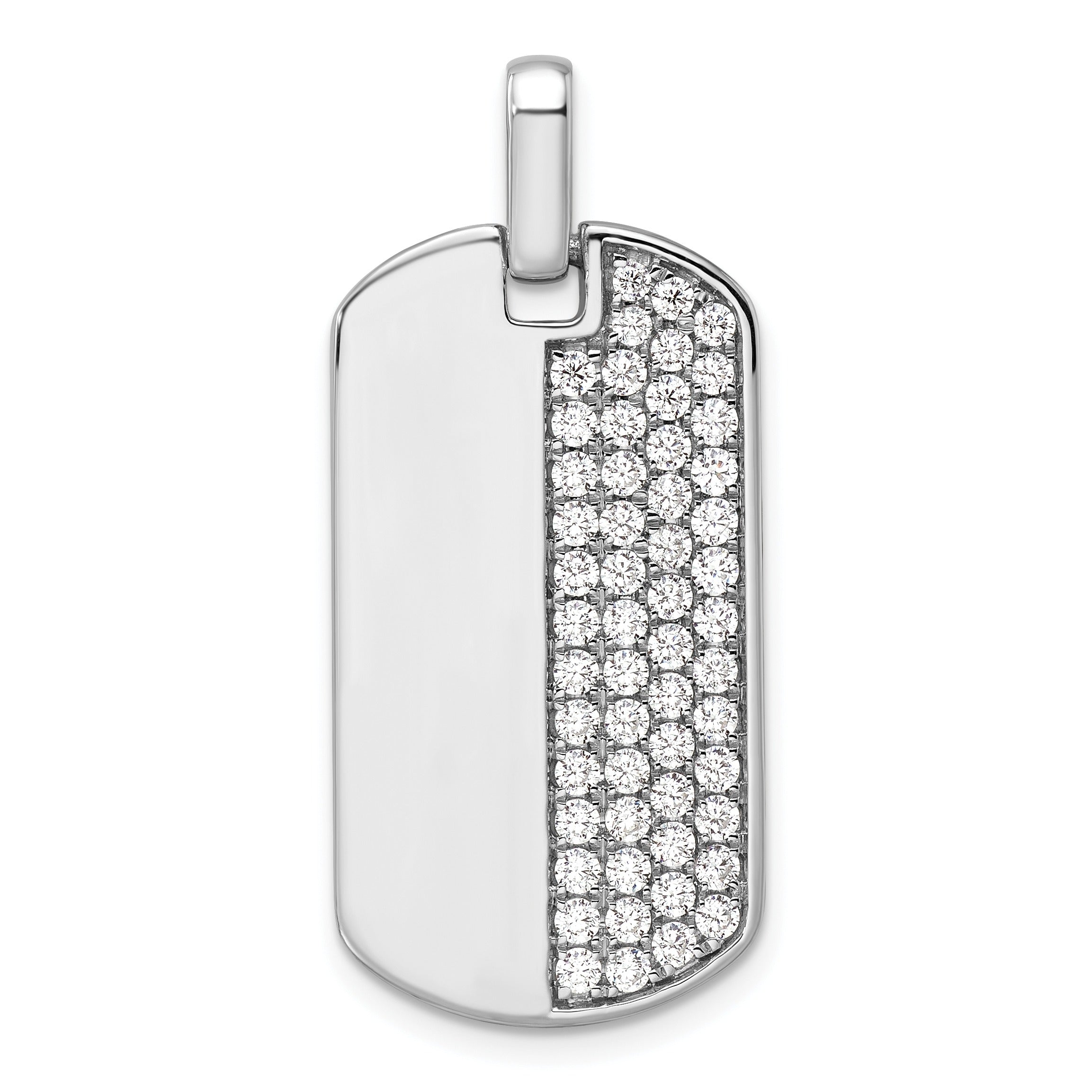 14K Gold  1 carat Lab Grown Diamond Dog Tag Pendant