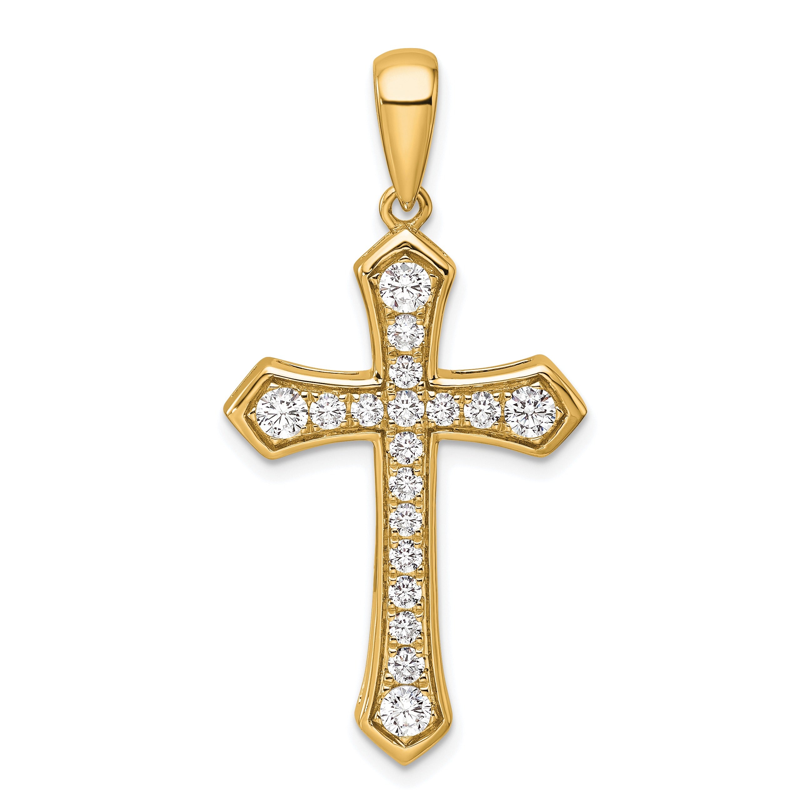 14K Gold 3/4 carat Lab Grown Diamond Cross Pendant