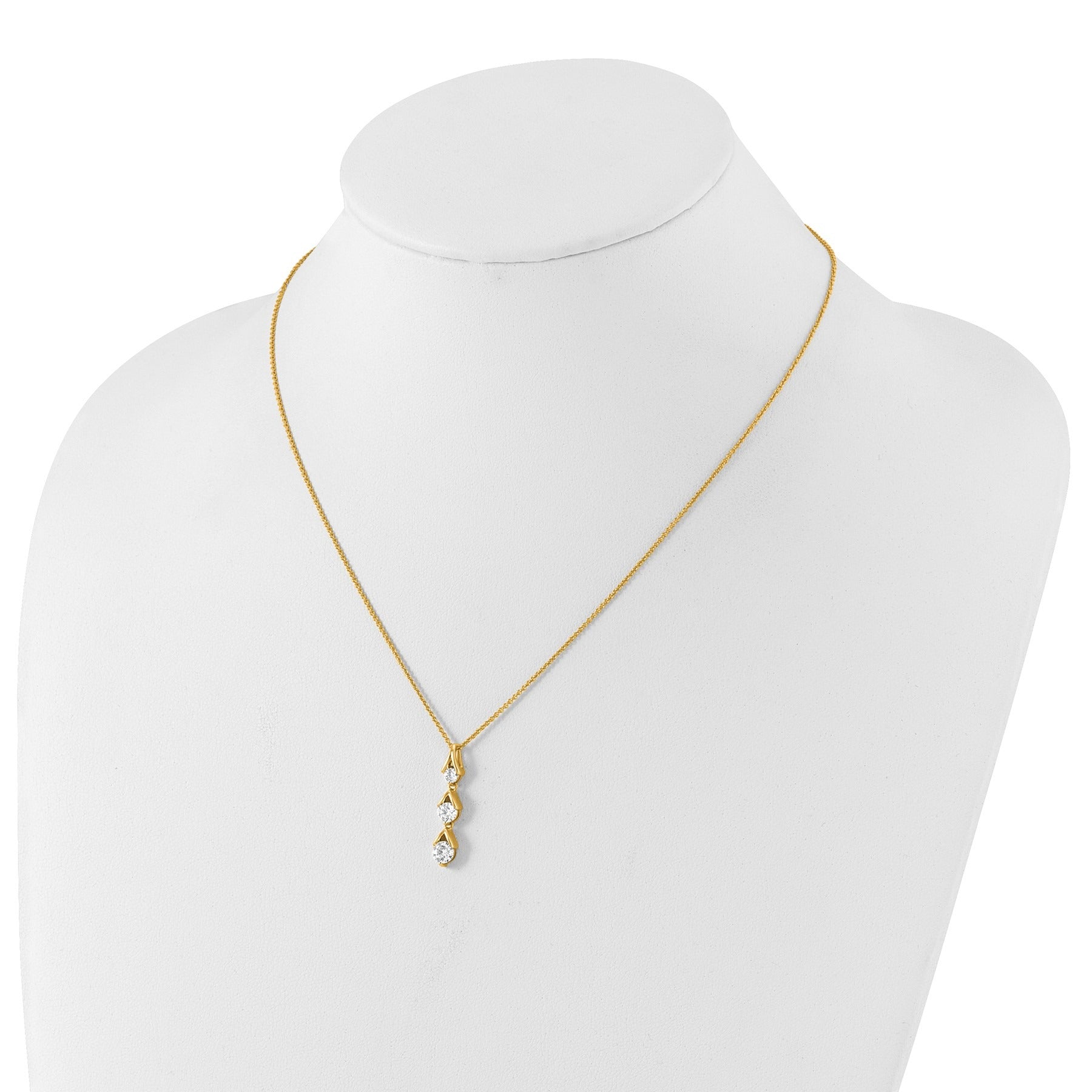 Lab Grown Three Diamond Drop Necklace 1 Ctw