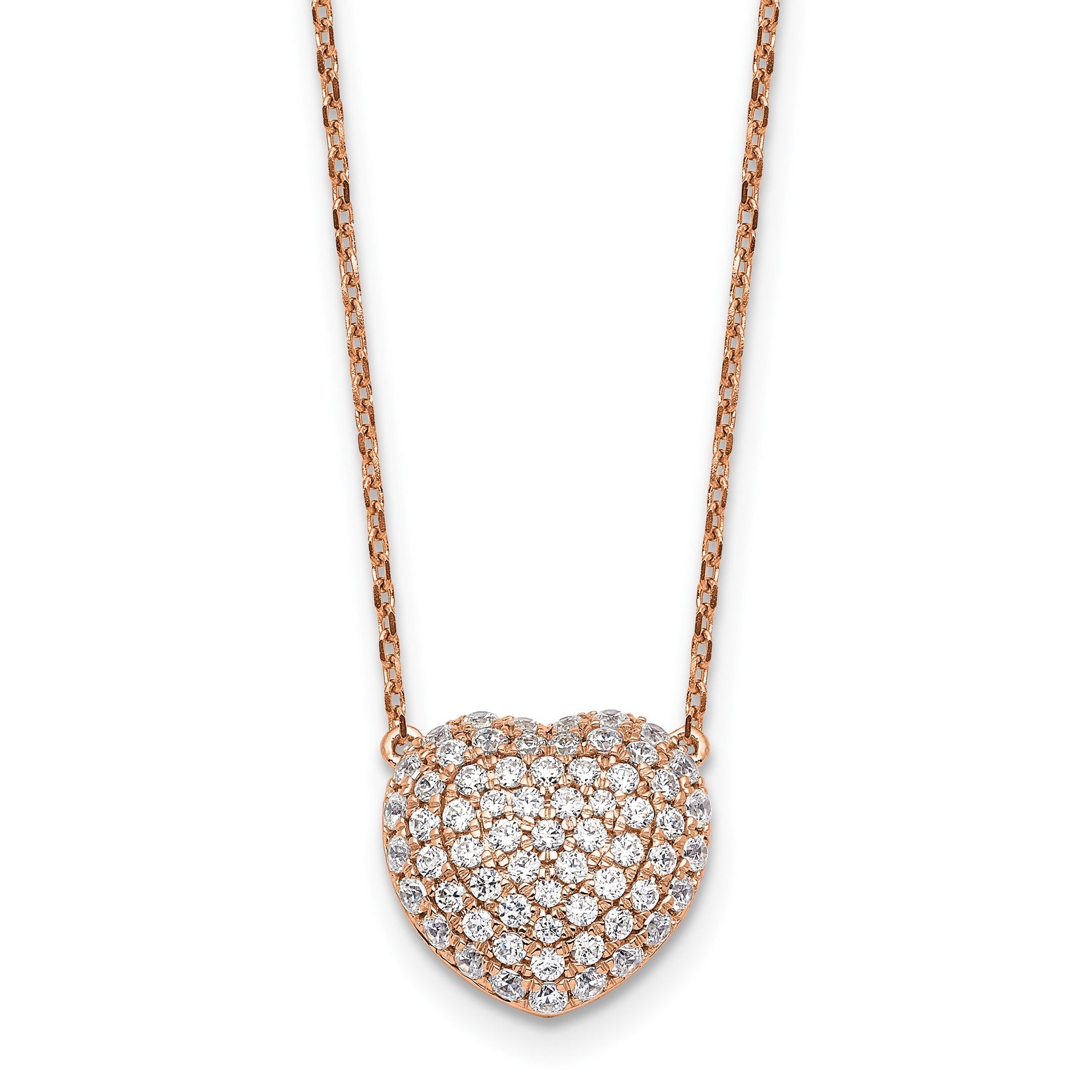 Lab Grown Diamond Cluster Heart Necklace 14K White Gold