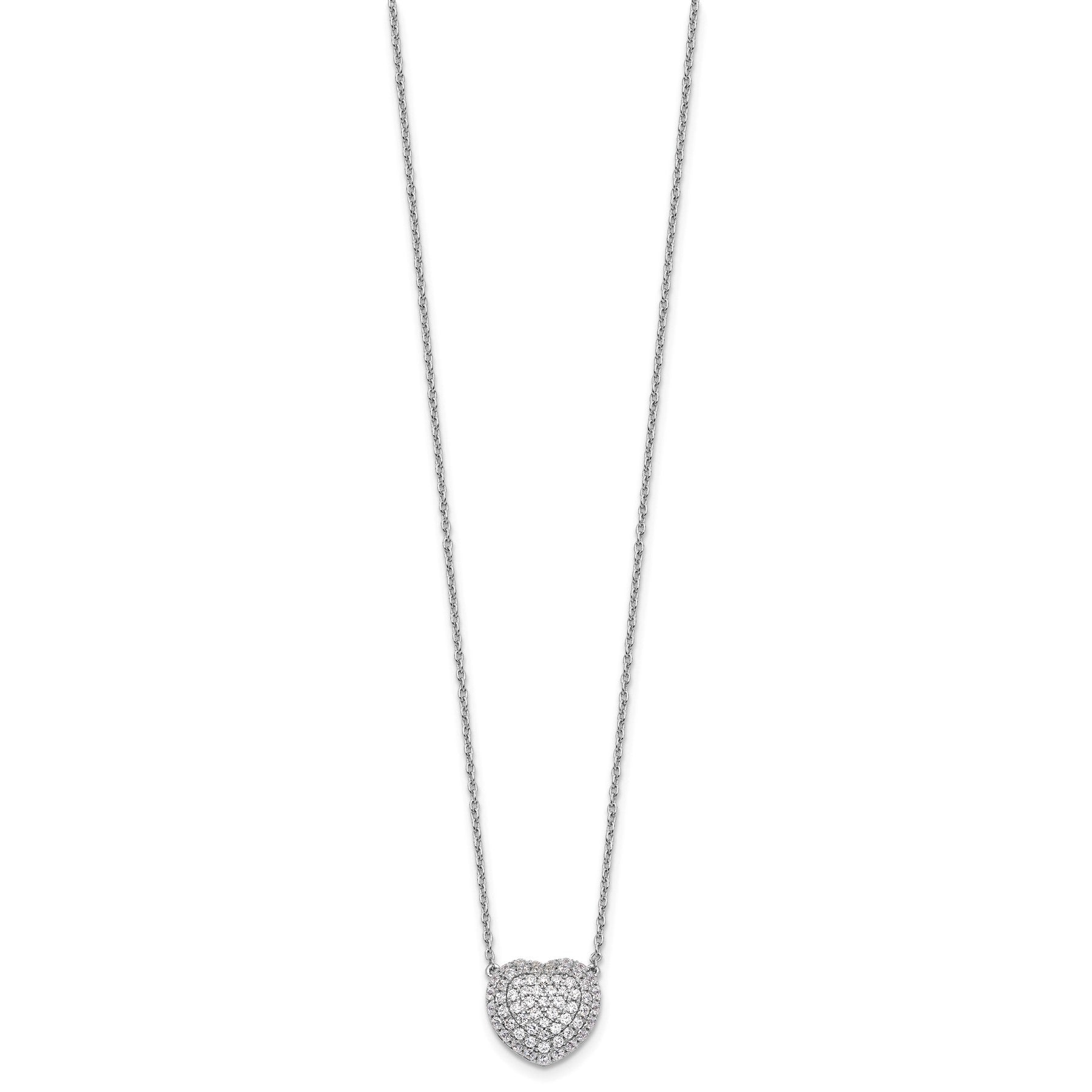 Lab Grown Diamond Cluster Heart Necklace 14K White Gold